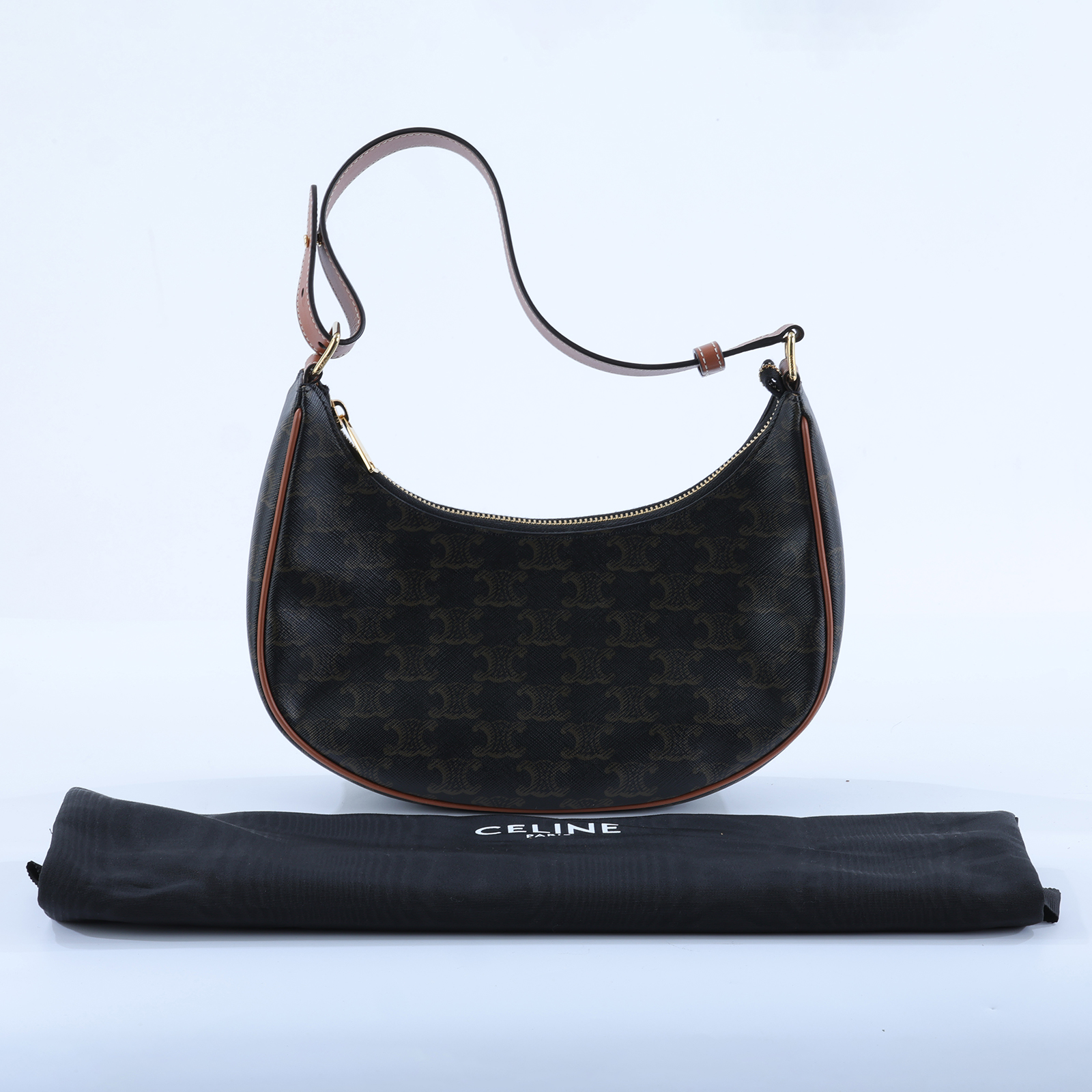 思琳 CELINE Triomphe帆布 凱旋門 Ava 肩背 手提包 193952BZJ 棕色AVA 中號 防塵袋