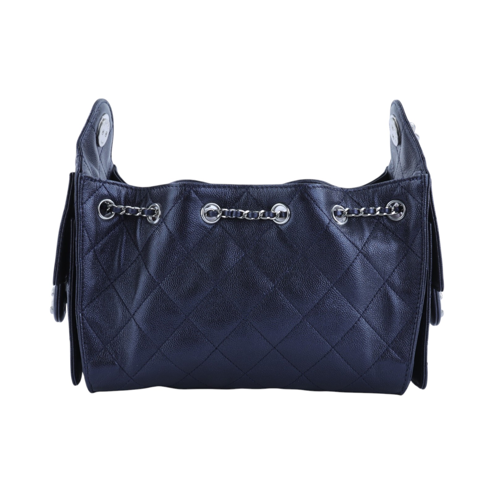 香奈兒 CHANEL 25 迷你包 AS5631 晶片款 藍銀荔枝25包 MINI 防塵袋