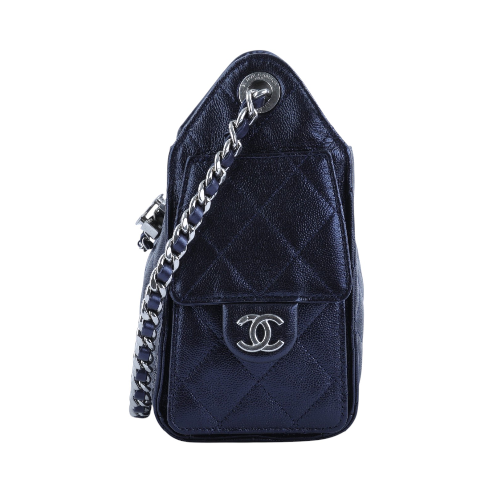 香奈兒 CHANEL 25 迷你包 AS5631 晶片款 藍銀荔枝25包 MINI 防塵袋