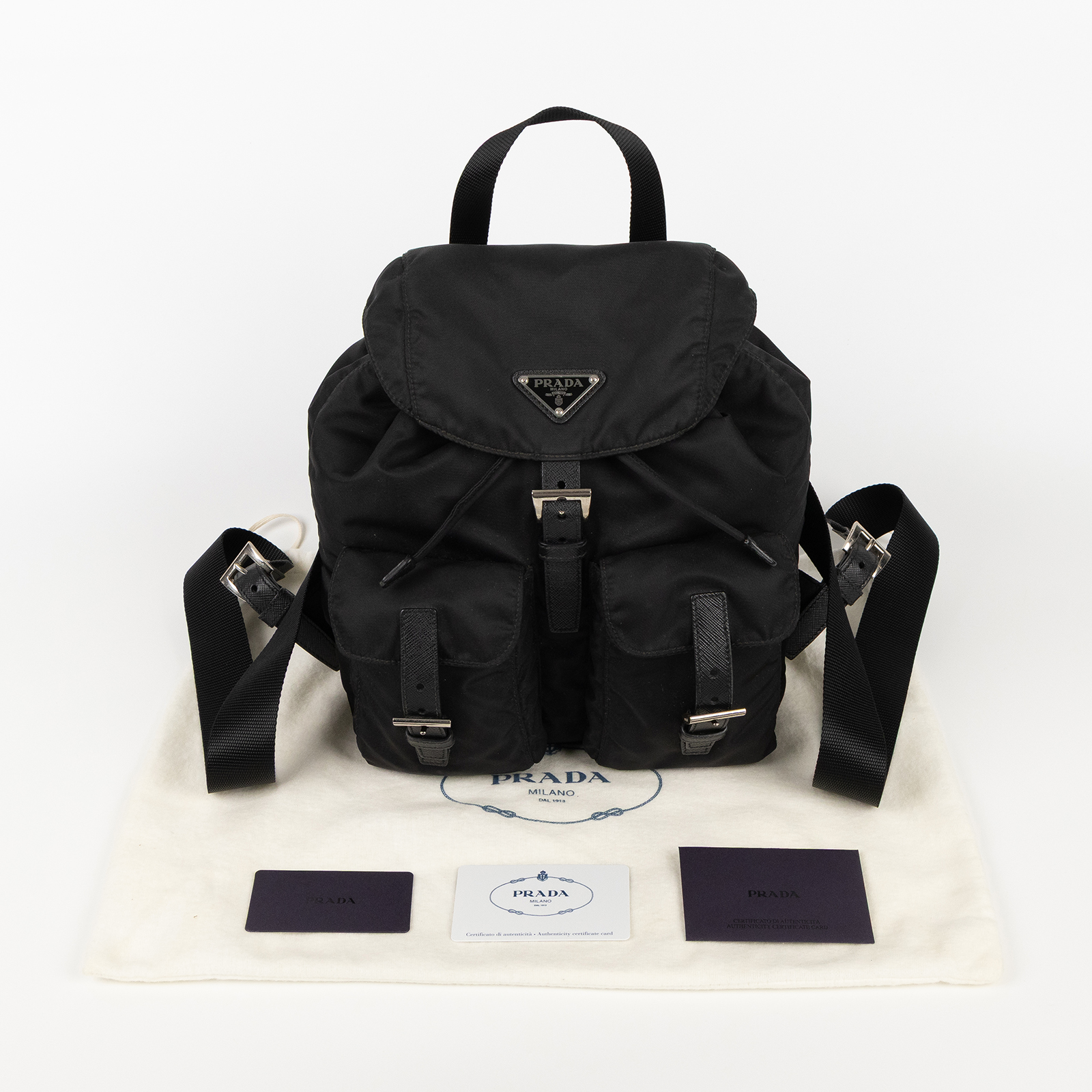普拉達 PRADA Re-Nylon 背囊 小型 1BZ677_V44 黑尼龍後背包 防塵袋/保證卡