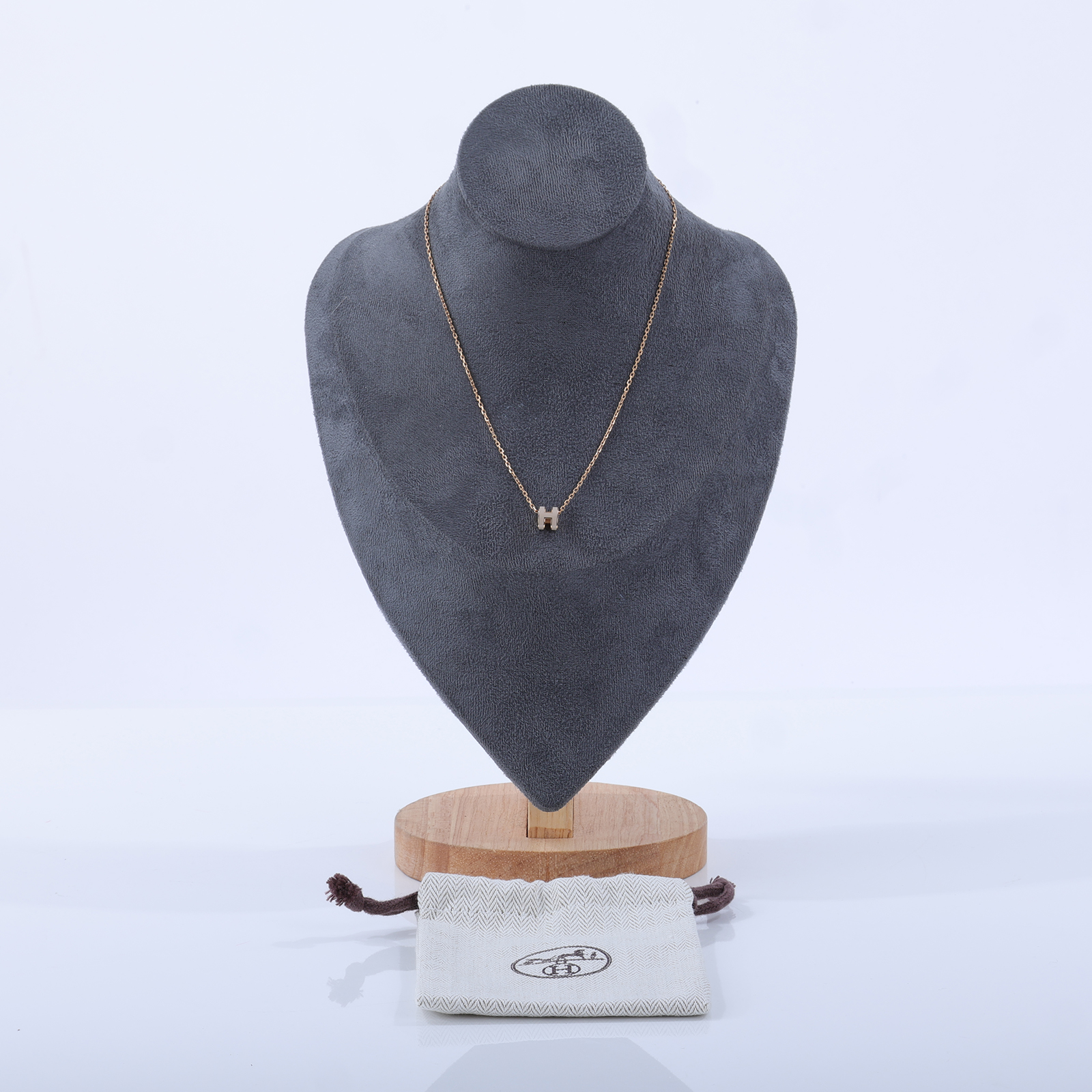 愛馬仕 Hermes Mini Pop H 墜飾 POPHPMINI GD0235 栗子灰 MINI POP H 項鍊 防塵袋