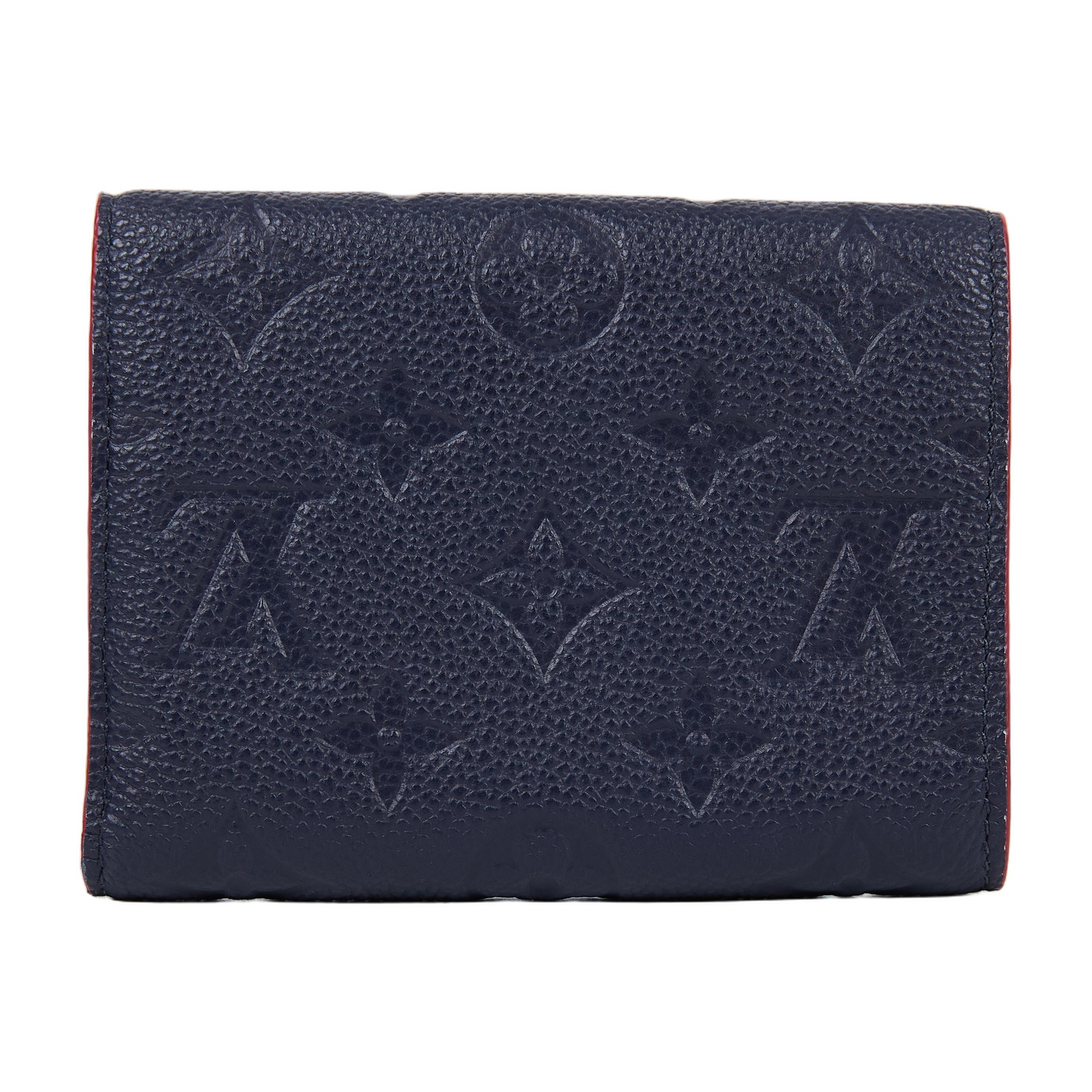 路易威登 LOUIS VUITTON Victorine 壓花皮革 三折暗釦 短夾 海軍藍 紅色 M64577 晶片款  原廠盒子