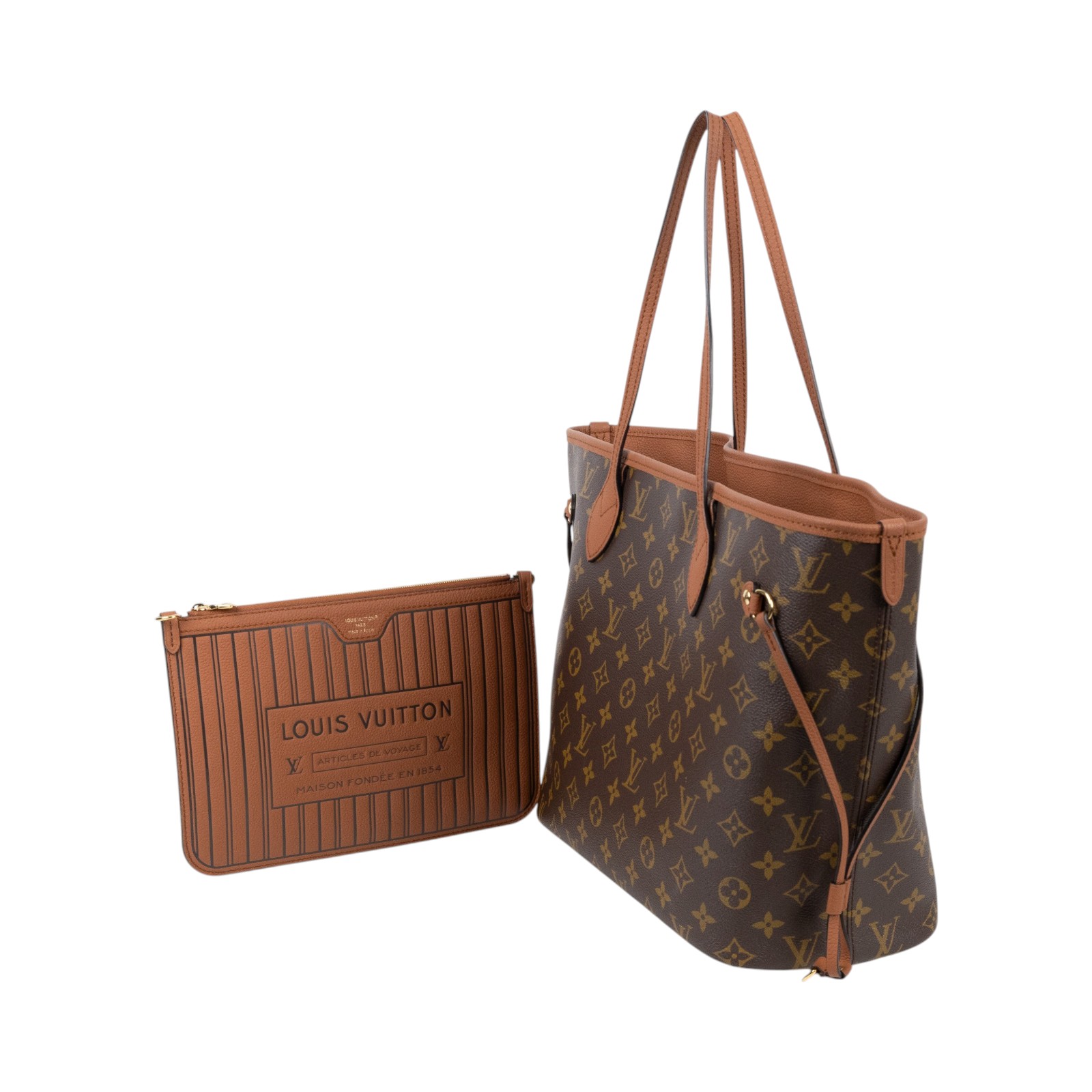 路易威登 LOUIS VUITTON Neverfull Inside Out MM 老花 牛皮 肩背包 雙面 棕褐色 M12061 晶片款  原廠盒子/防塵袋/內袋