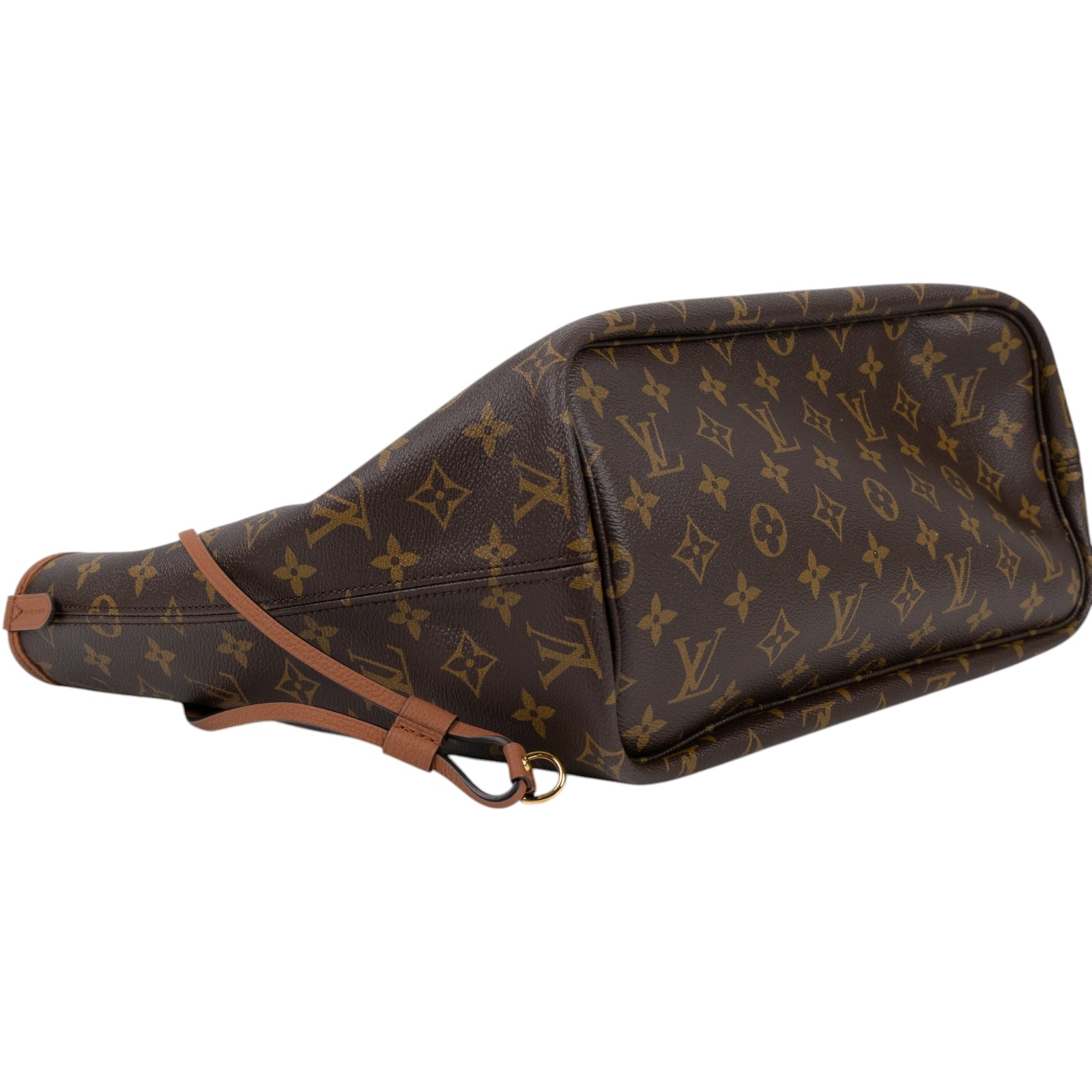 路易威登 LOUIS VUITTON Neverfull Inside Out MM 老花 牛皮 肩背包 雙面 棕褐色 M12061 晶片款  原廠盒子/防塵袋/內袋
