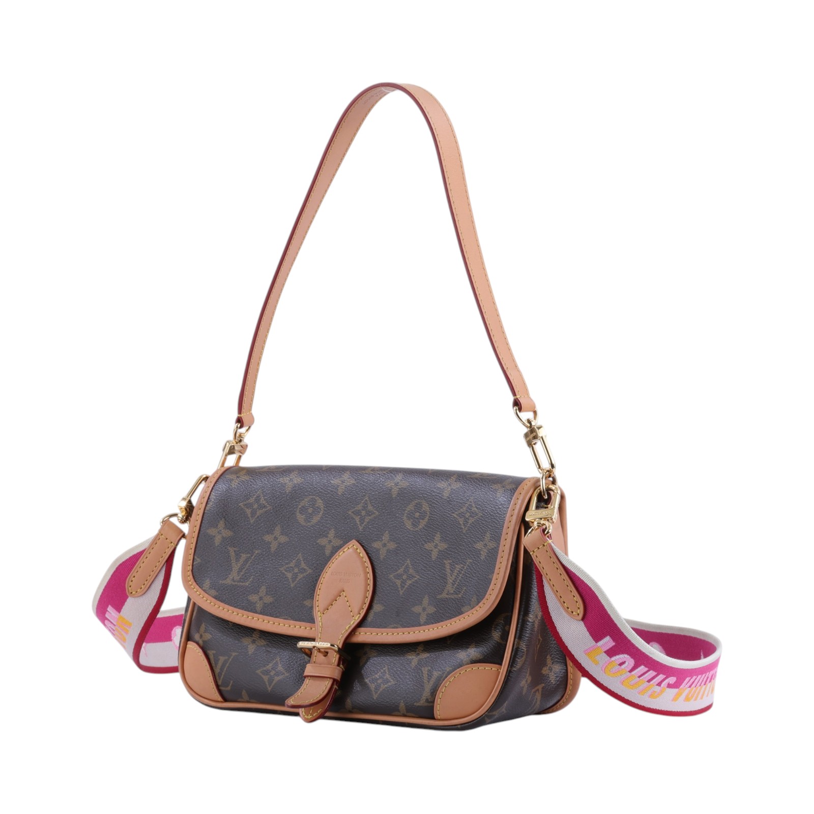 路易威登 LOUIS VUITTON Diane 腋下包法棍 單肩背包 經典帆布 M45985 晶片款 棕原花DIANE法棍包 防塵袋/背帶2