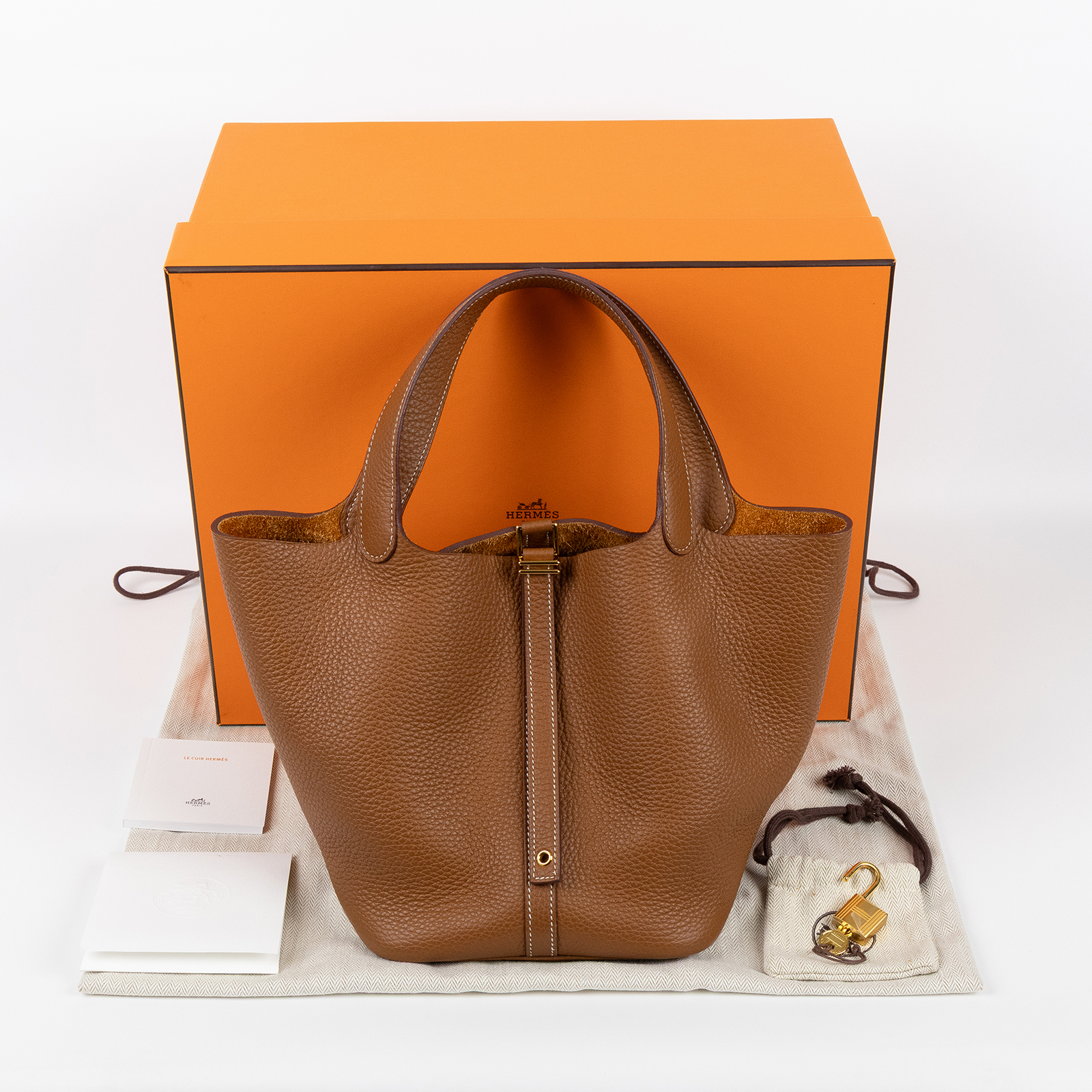 愛馬仕 Hermes Picotin Lock 22 菜籃子包 PT22 B AM 012 UH B刻 金棕picotin22 原廠盒子/防塵袋/鎖組