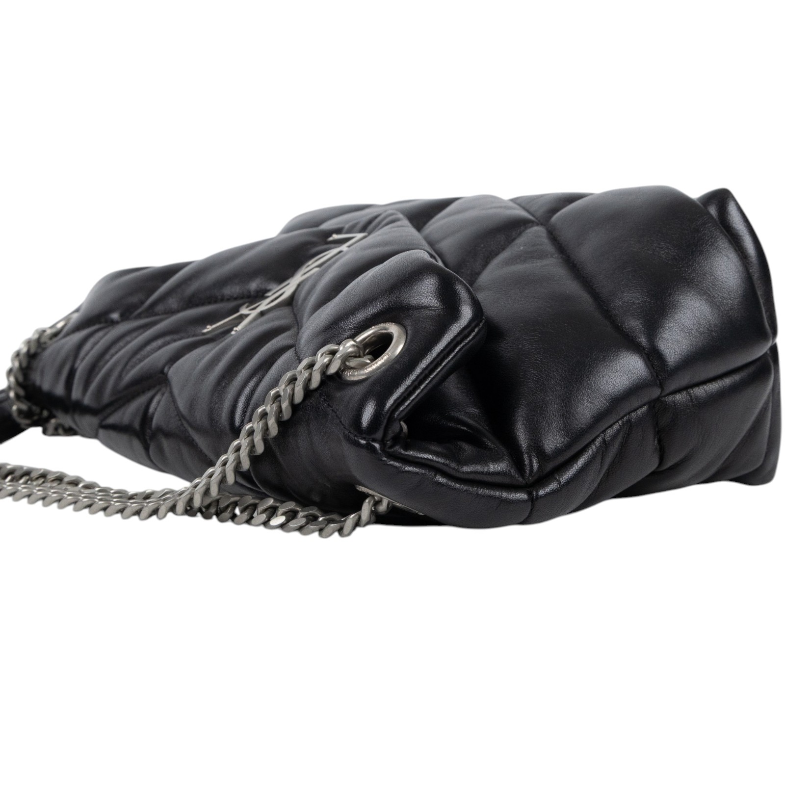 聖羅蘭 YSL SAINT LAURENT Puffer 絎縫納帕皮包 小型 銀色五金 5774761EL00 黑金PUFFER小號 無附屬品