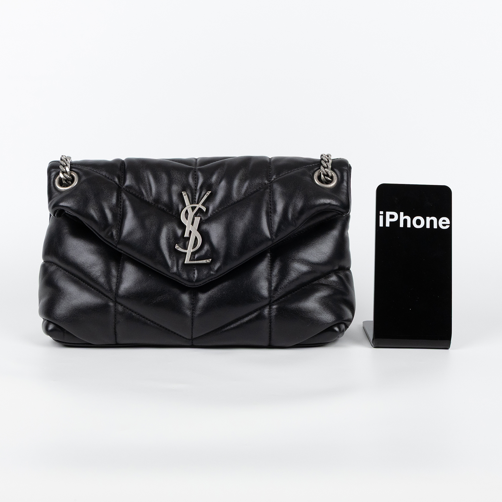 聖羅蘭 YSL SAINT LAURENT Puffer 絎縫納帕皮包 小型 銀色五金 5774761EL00 黑金PUFFER小號 無附屬品
