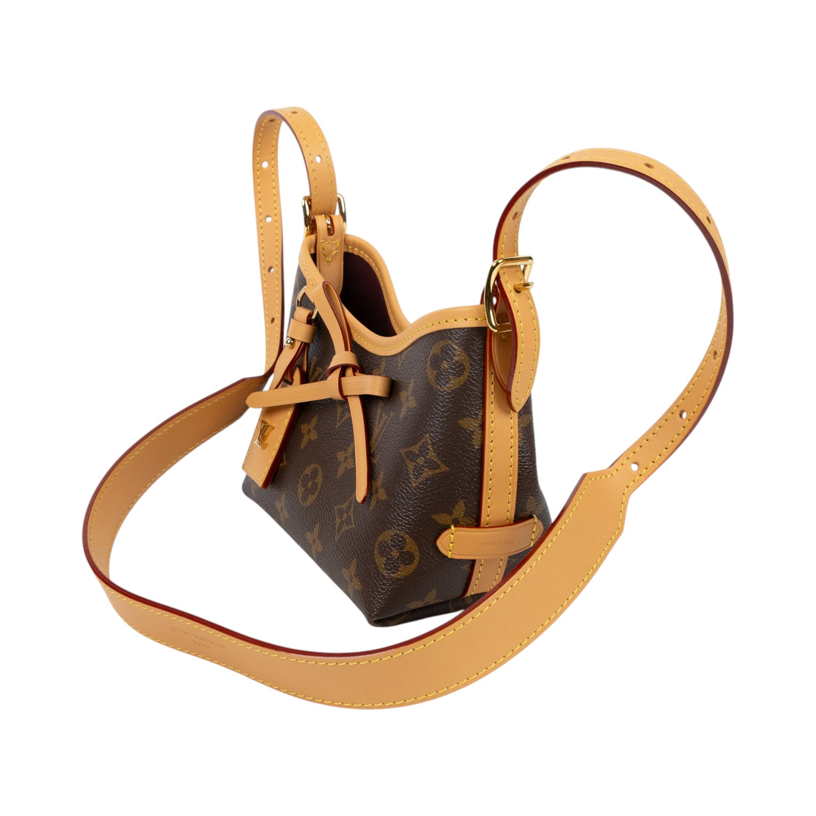 路易威登 LOUIS VUITTON Nano CarryAll Monogram 帆布手袋 金色金屬配件 M2A711 晶片款  背帶