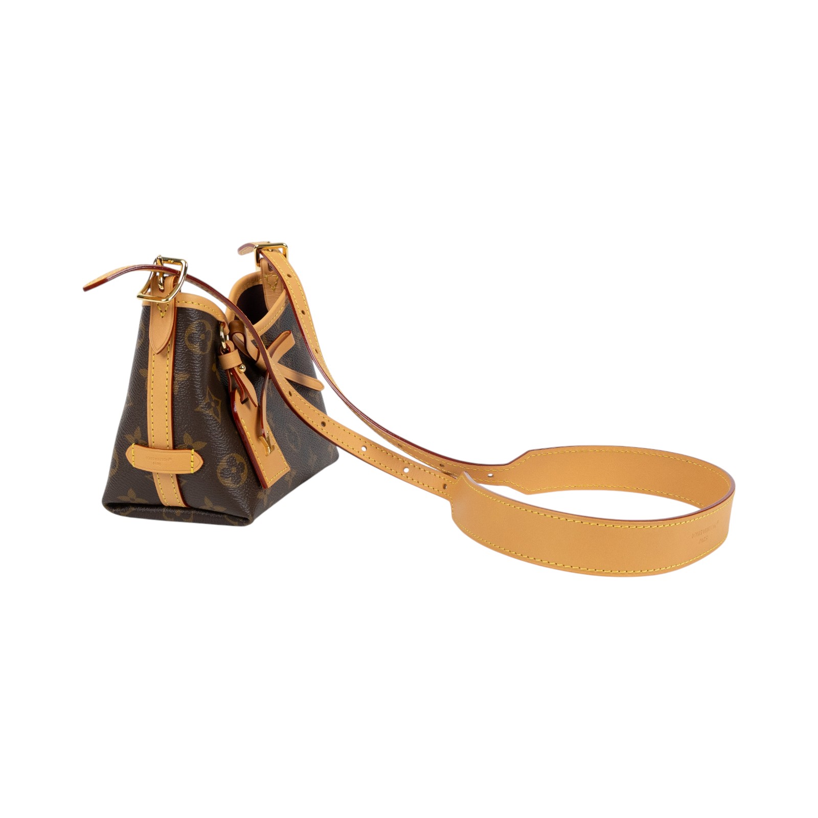 路易威登 LOUIS VUITTON Nano CarryAll Monogram 帆布手袋 金色金屬配件 M2A711 晶片款  背帶