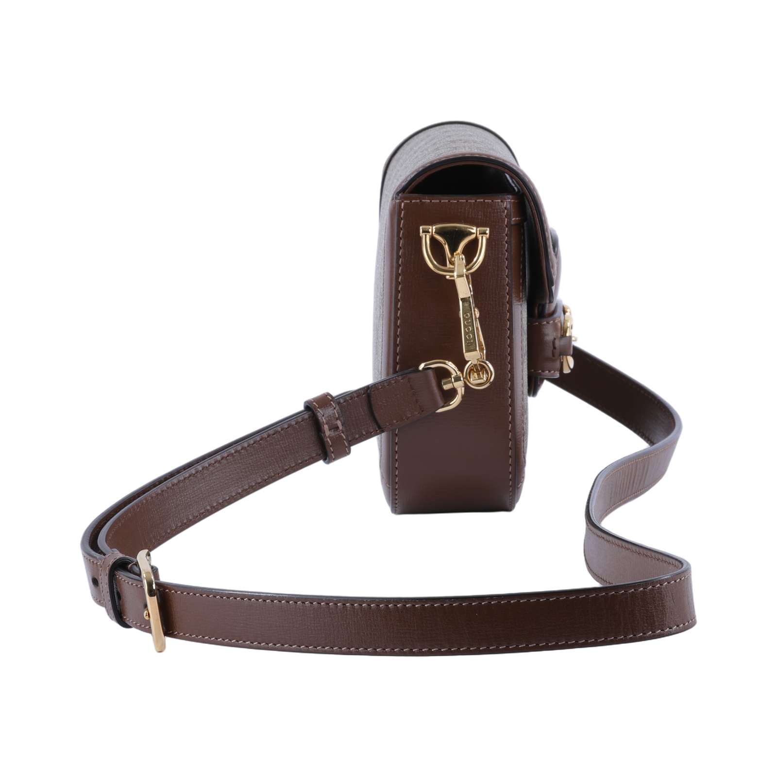 古馳 GUCCI Horsebit 1955 迷你 馬鞍包 658574 HUHHG 棕1955 MINI 背帶