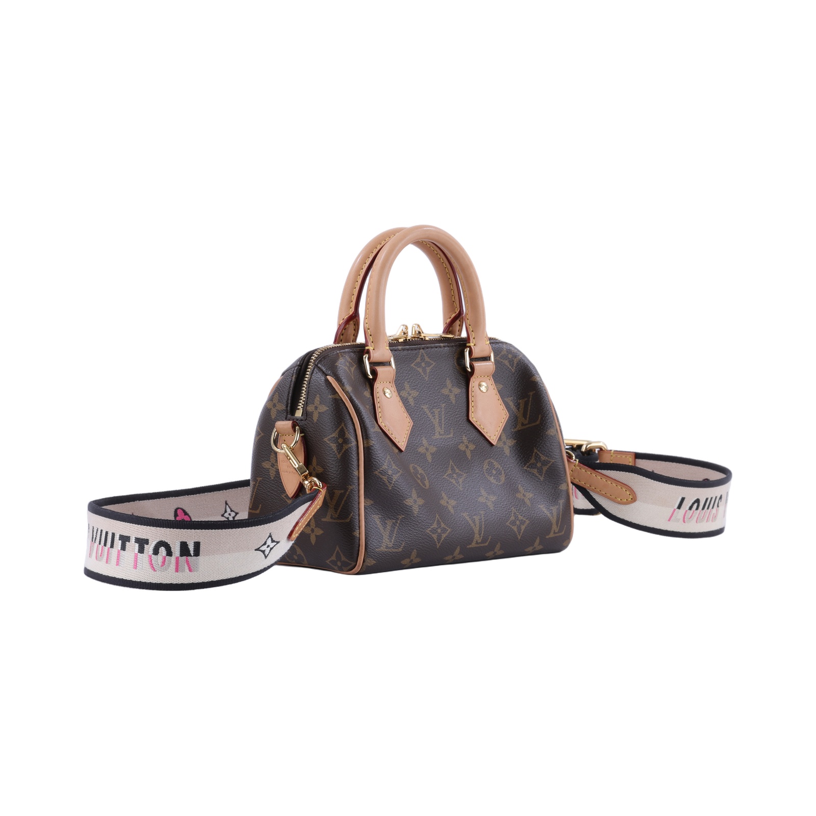 路易威登 LOUIS VUITTON Speedy Bandoulière  20 原花 手提 斜背 波士頓包 黑色 M46234 晶片款  背帶/鎖組