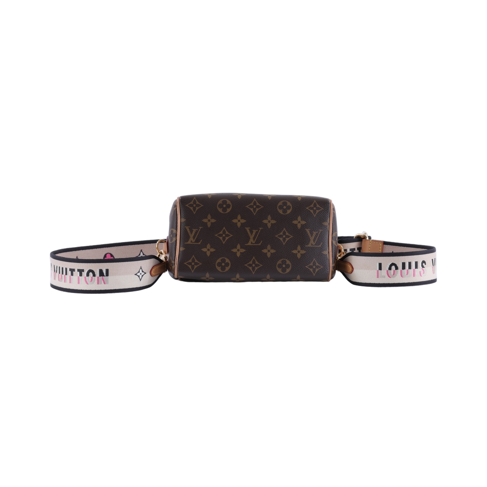 路易威登 LOUIS VUITTON Speedy Bandoulière  20 原花 手提 斜背 波士頓包 黑色 M46234 晶片款  背帶/鎖組