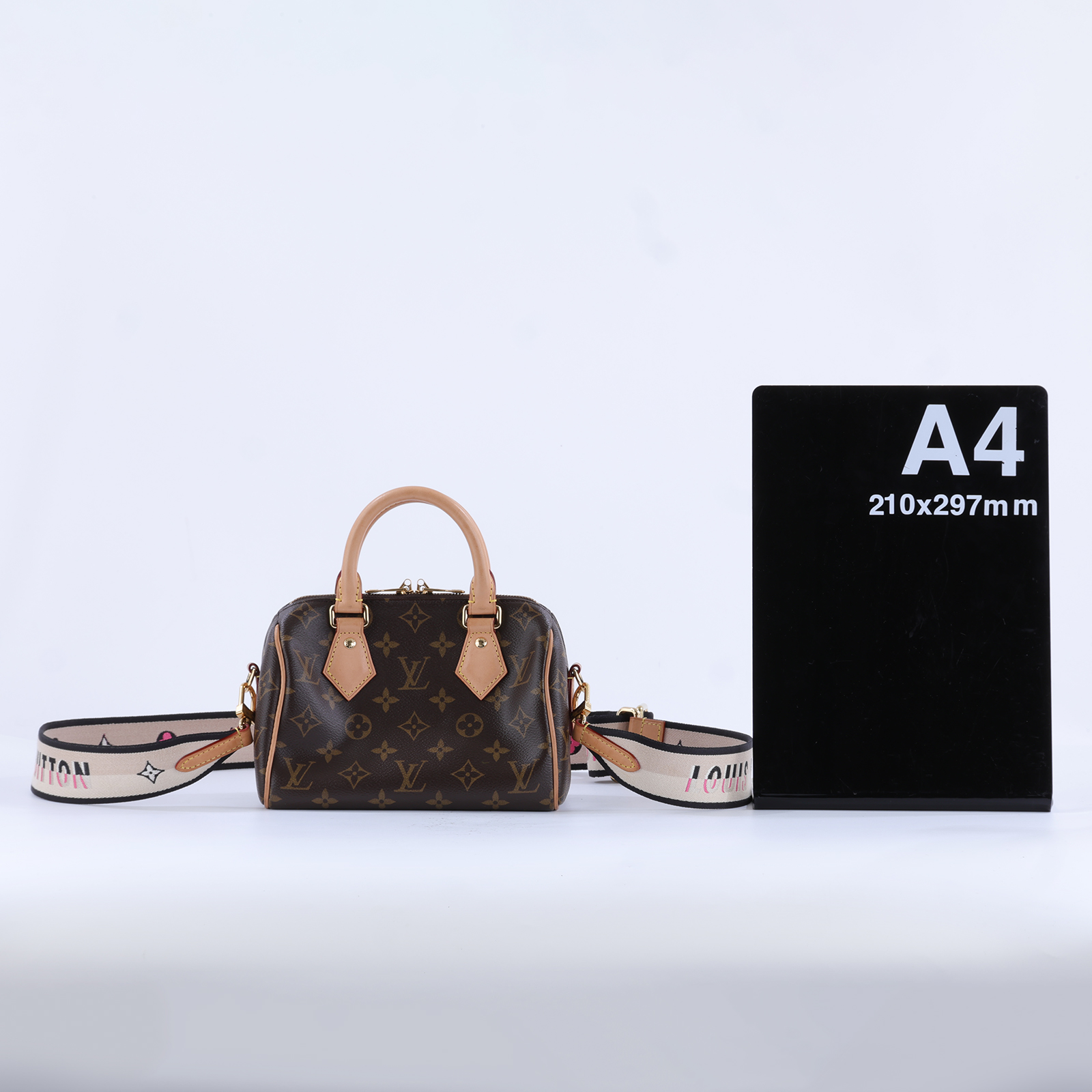 路易威登 LOUIS VUITTON Speedy Bandoulière  20 原花 手提 斜背 波士頓包 黑色 M46234 晶片款  背帶/鎖組