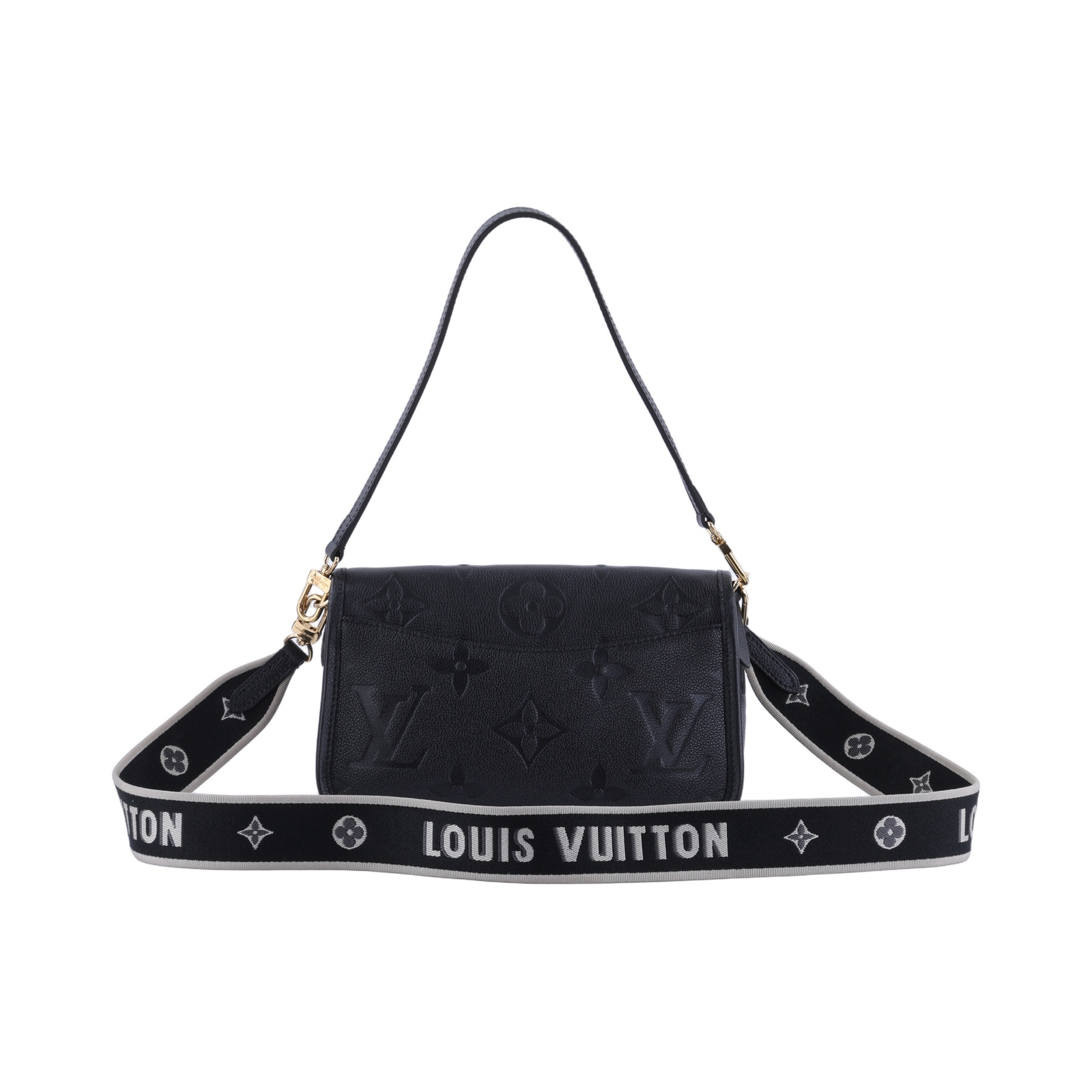 路易威登 LOUIS VUITTON Diane 腋下包法棍 單肩背包 黑色 M46386 晶片款 黑壓紋Diane金釦側背包 背帶2