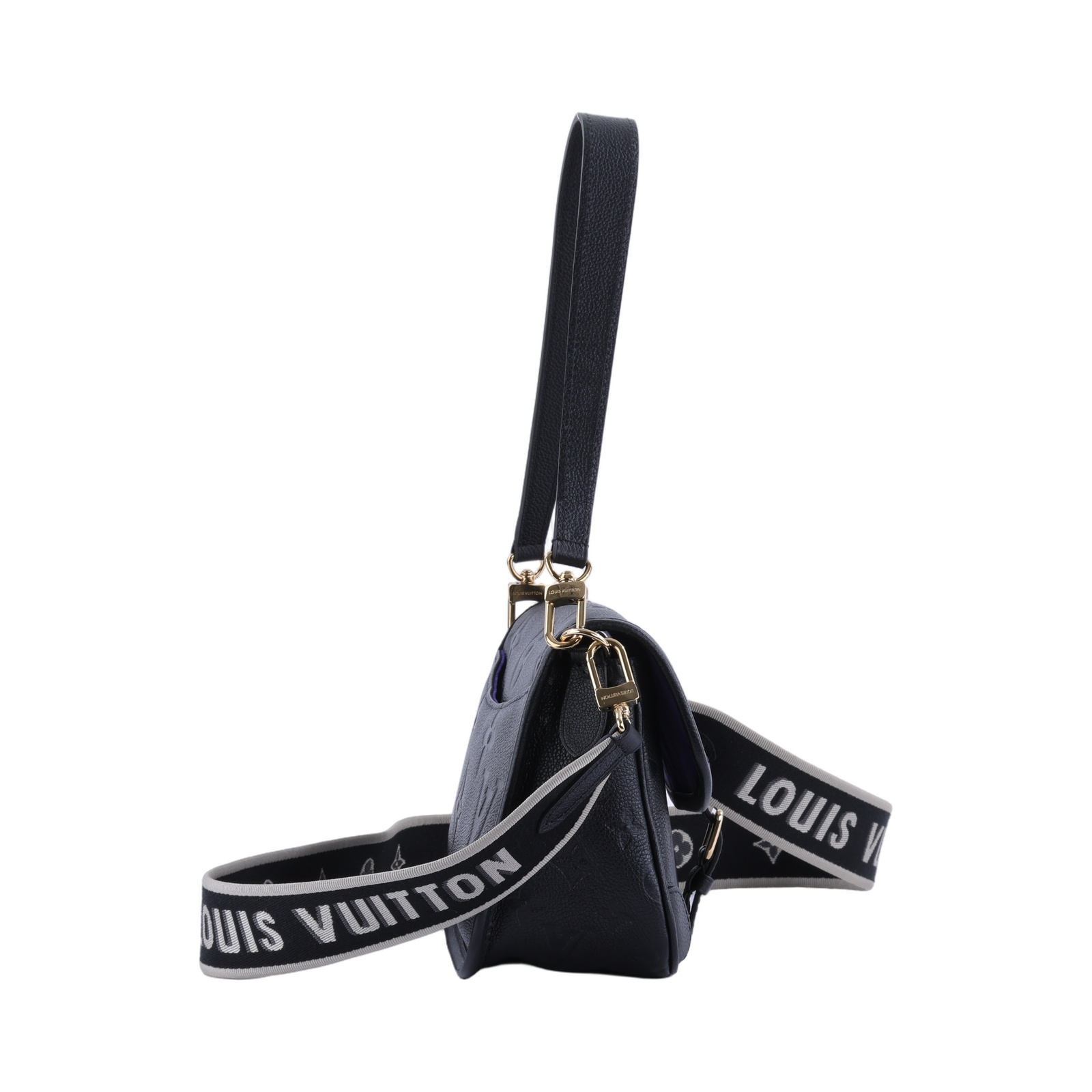 路易威登 LOUIS VUITTON Diane 腋下包法棍 單肩背包 黑色 M46386 晶片款 黑壓紋Diane金釦側背包 背帶2