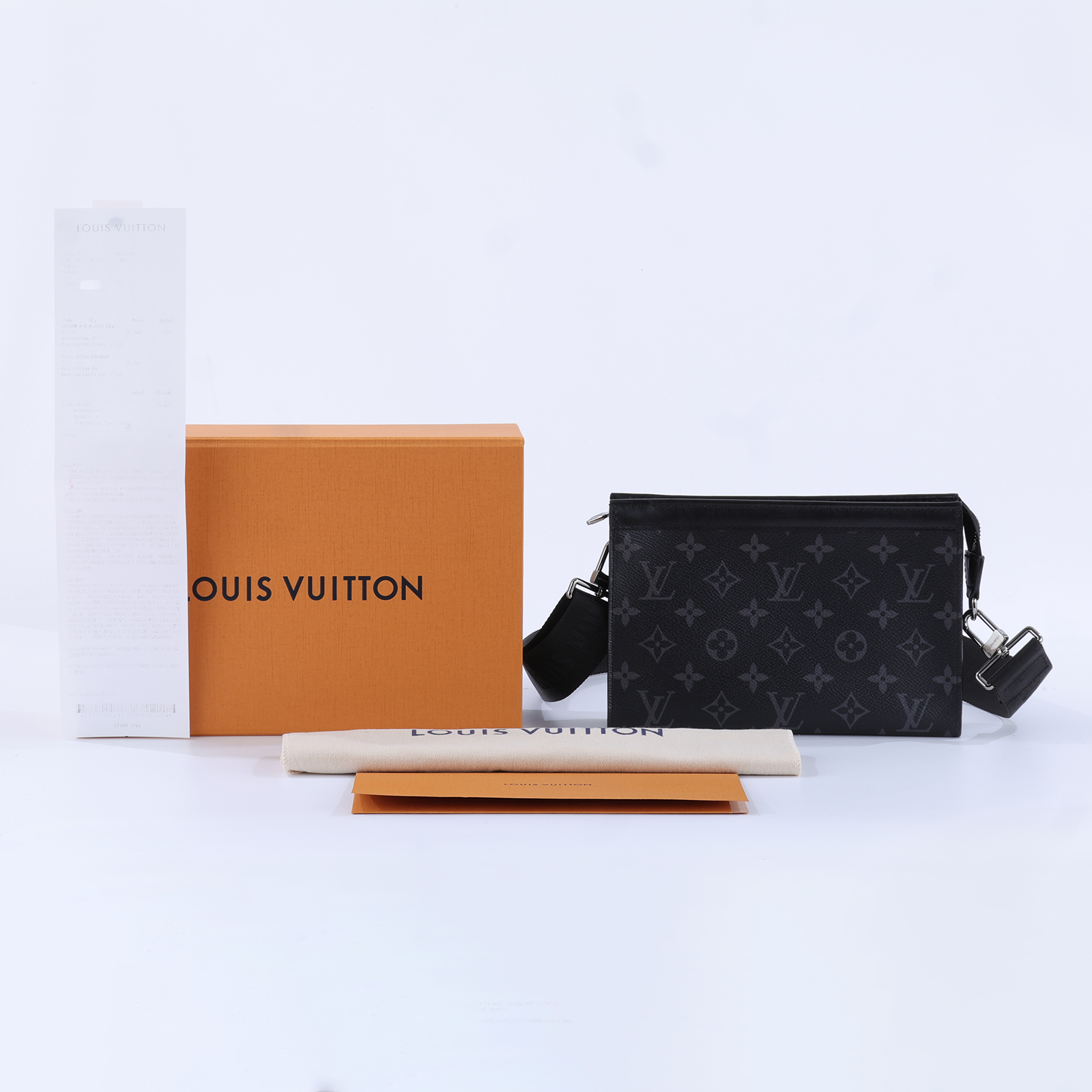 路易威登 LOUIS VUITTON Gaston 隨身錢包 肩背 Eclipse Reverse塗層帆布 黑色 M81124 晶片款  原廠盒子/防塵袋/背帶/購買證明