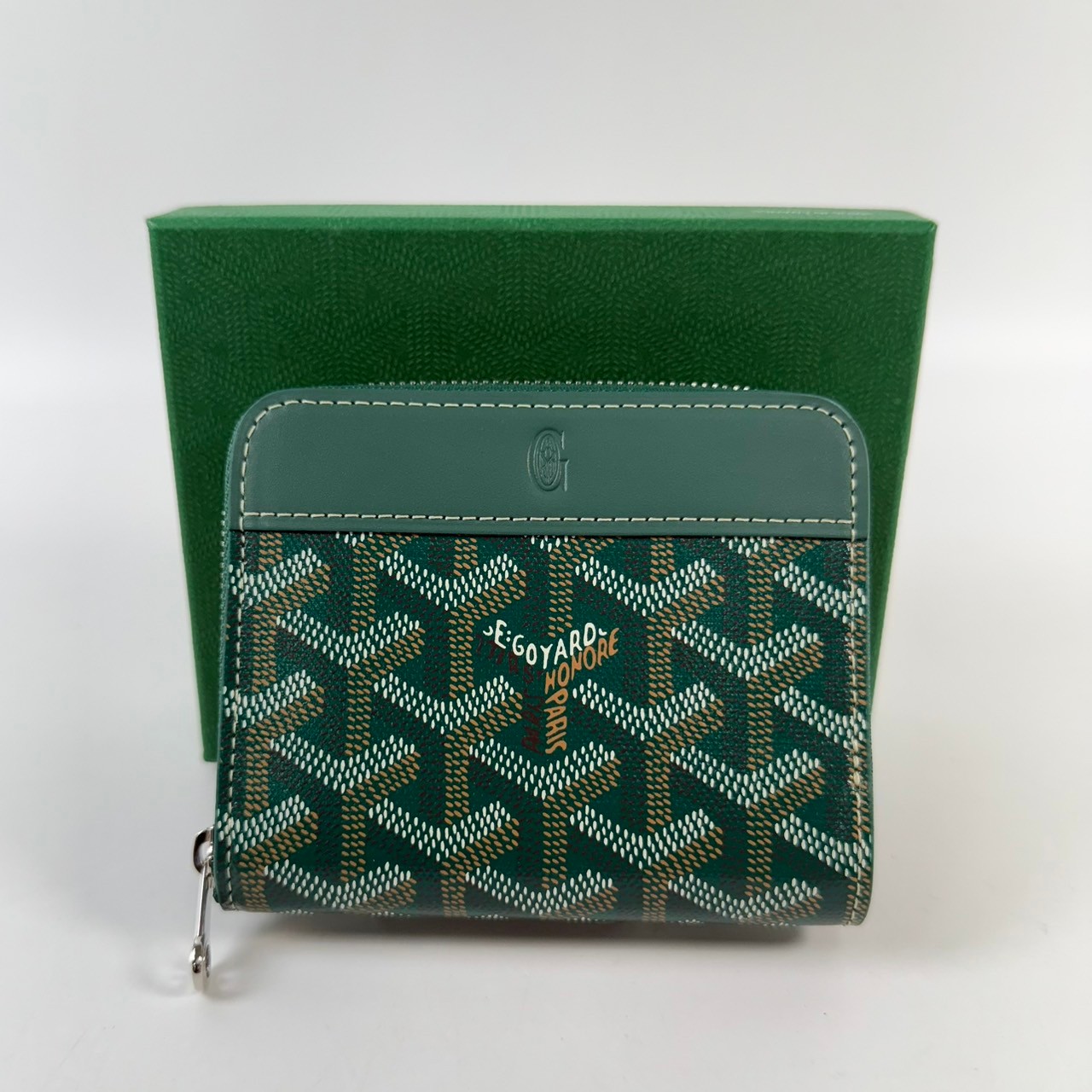 高雅德 GOYARD Matignon PM Wallet 錢包 拉鍊 短夾 MATIGNPMLTY 綠拉鍊零錢包 防塵袋/原廠盒子