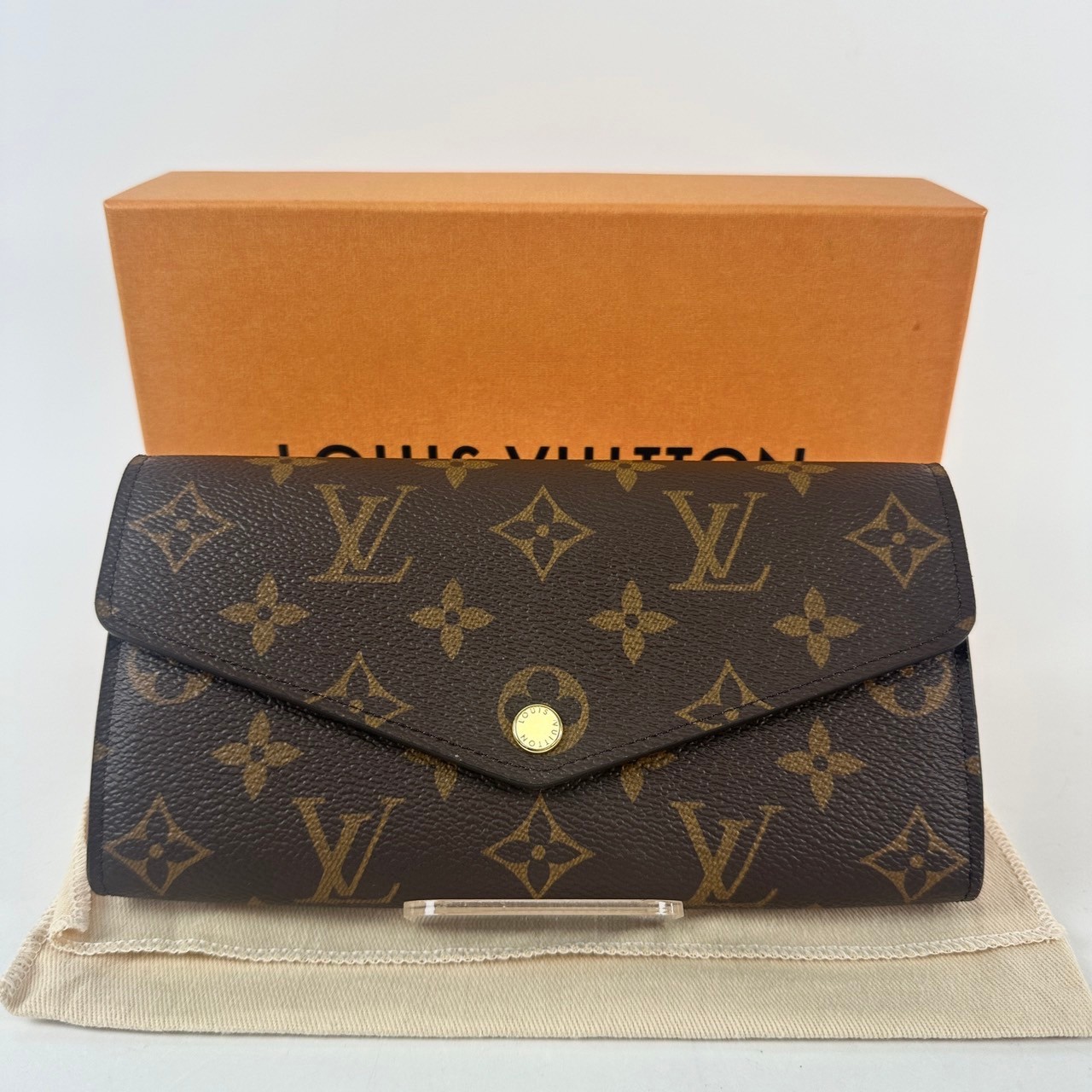 路易威登 LOUIS VUITTON Sarah 錢包 口蓋長夾 紫紅色 M62234 晶片款 原花拼粉長夾 防塵袋/原廠盒子