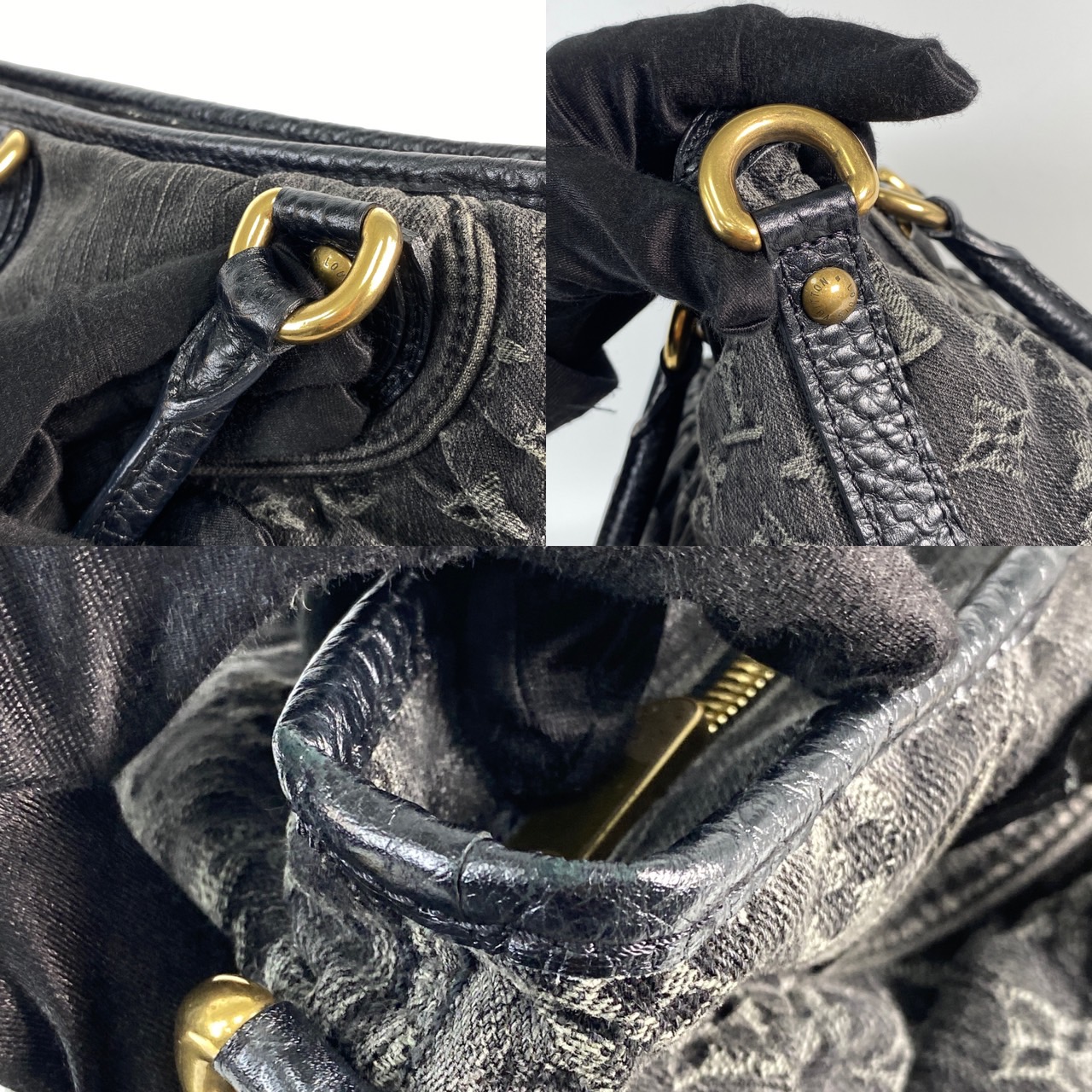 路易威登 LOUIS VUITTON Cavi GM 托特包 丹寧 M95352 黑灰原花丹寧手提包 防塵袋/背帶