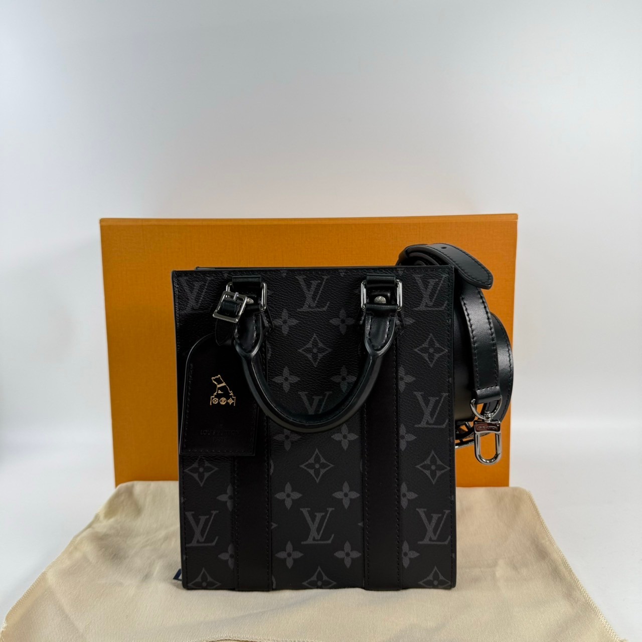 路易威登 LOUIS VUITTON Sac Plat Mini 老花帆布 手提 斜背包 M46453 晶片款  原廠盒子/防塵袋