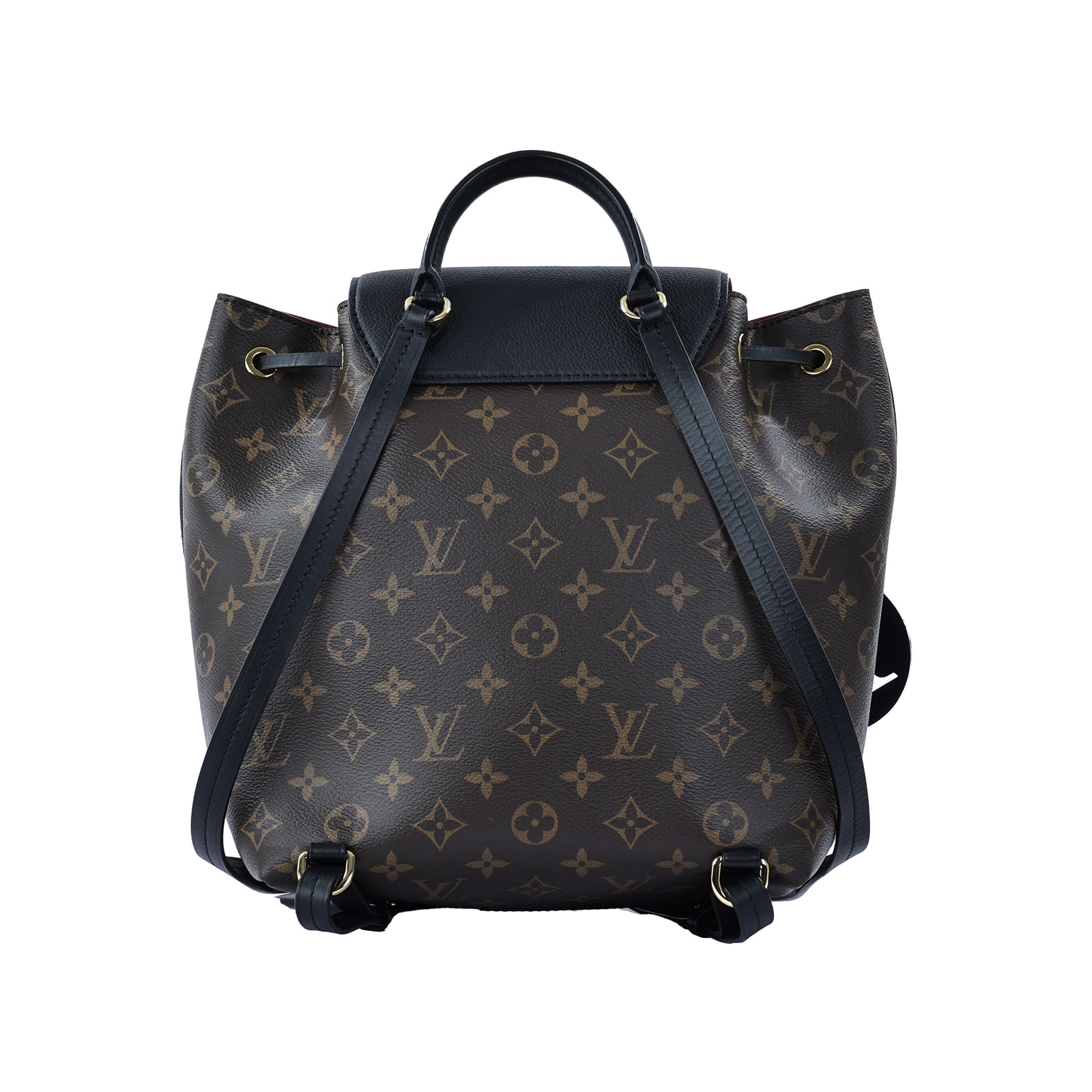 路易威登 LOUIS VUITTON Montsouris PM 經典帆布 牛皮 扣式 束口 後背包 棕色 黑色 M45515 晶片款  防塵袋