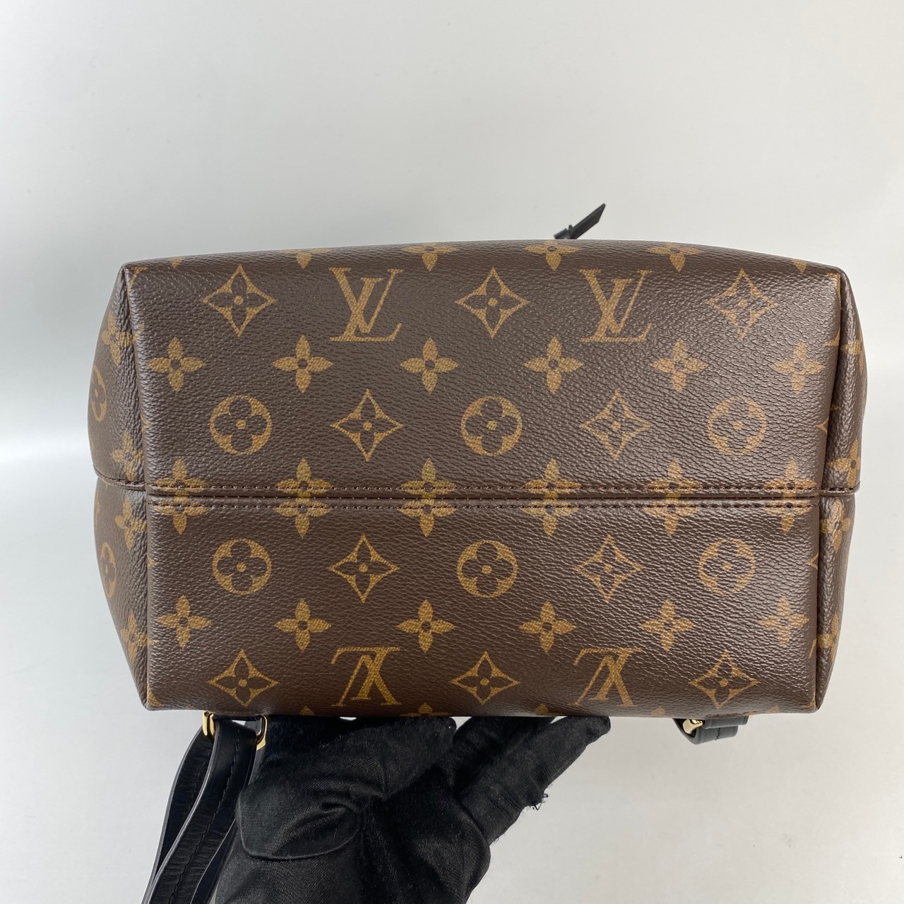 路易威登 LOUIS VUITTON Montsouris PM 經典帆布 牛皮 扣式 束口 後背包 棕色 黑色 M45515 晶片款  防塵袋