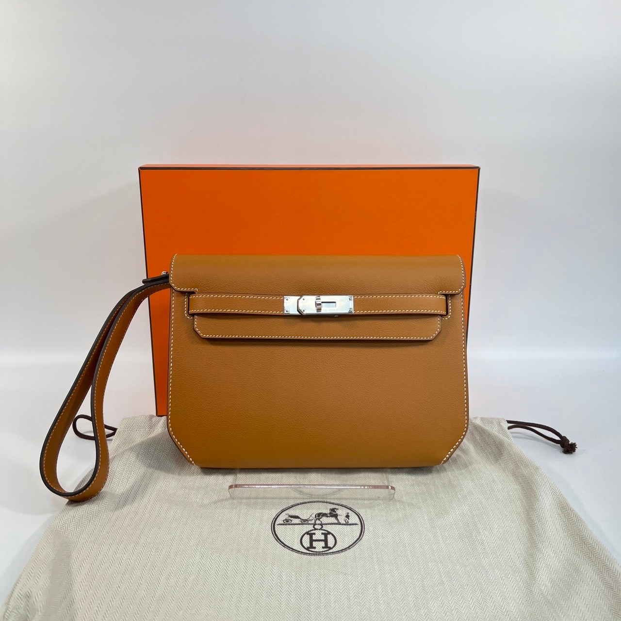 愛馬仕 Hermès kelly Depeches 25 手拿包 DP25 YPI003 Y刻 棕銀釦KELLY DEPECHES25 原廠盒子/防塵袋