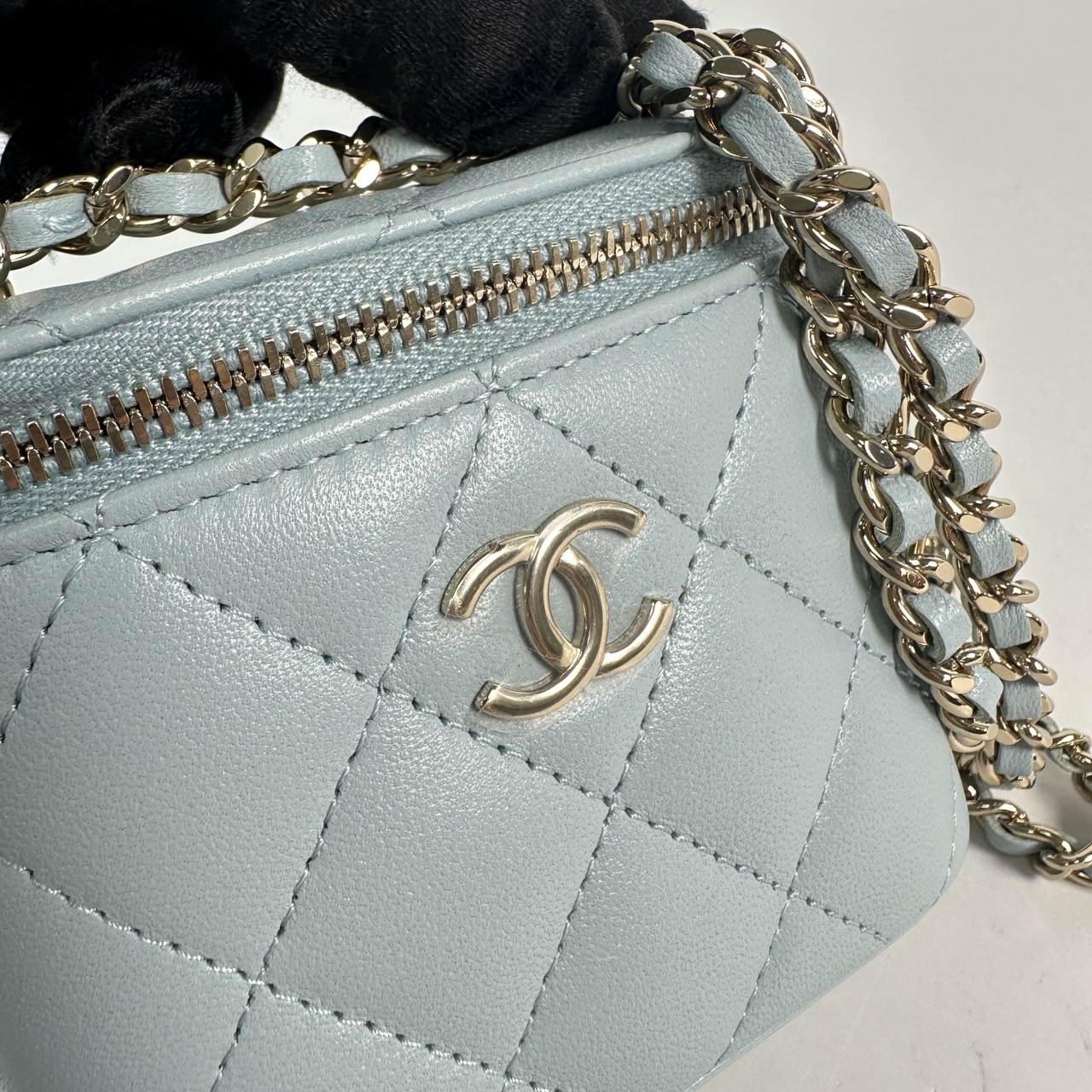 香奈兒 CHANEL Vanity Case 迷你 化妝箱 AP2198 31開水藍VAINITY CASE MINI 原廠盒子/保證卡/防塵袋