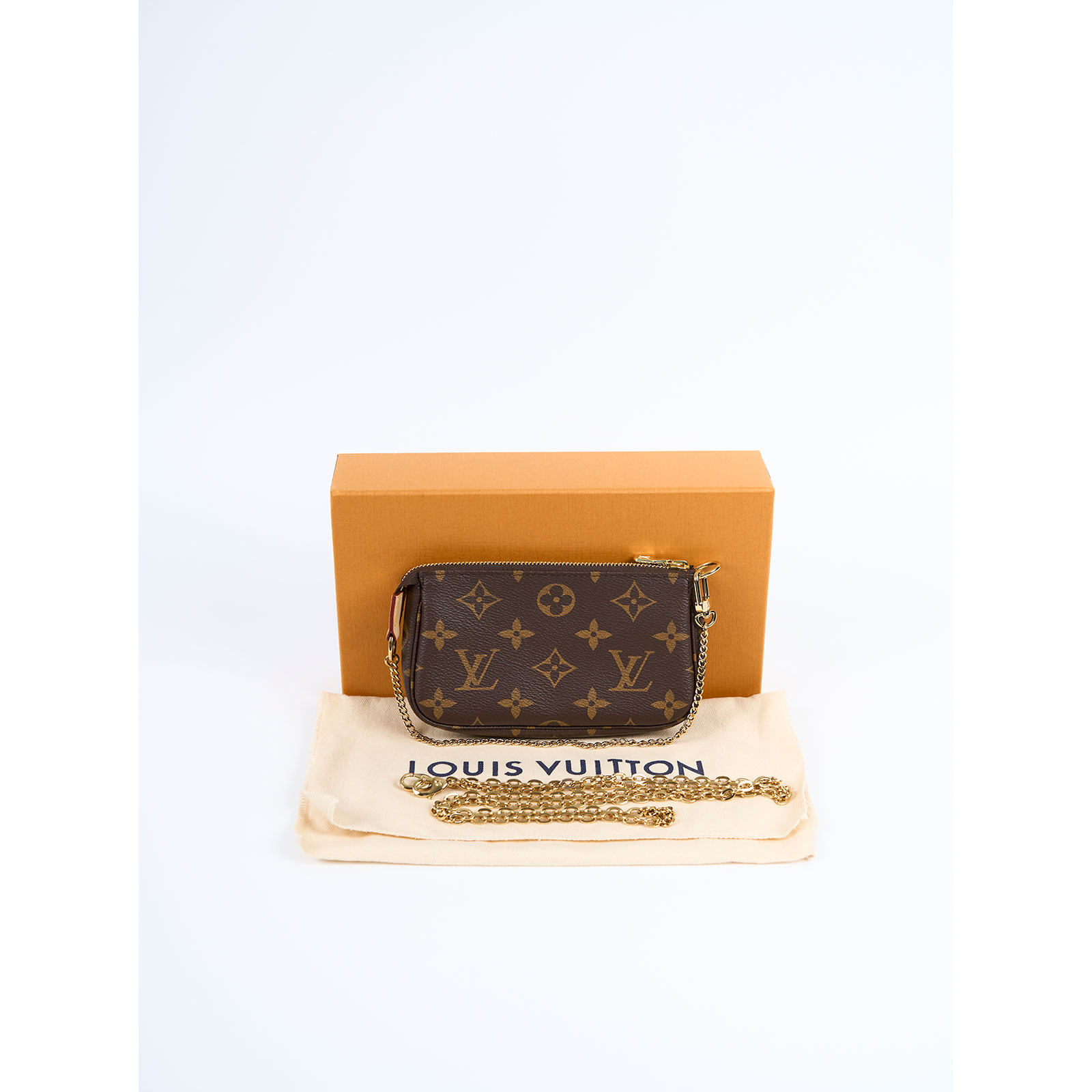 路易威登 LOUIS VUITTON Monogram塗層帆布 鏈帶 迷你小皮包 M82510 原花MINI POCHETTE雙鍊包 原廠盒子/防塵袋