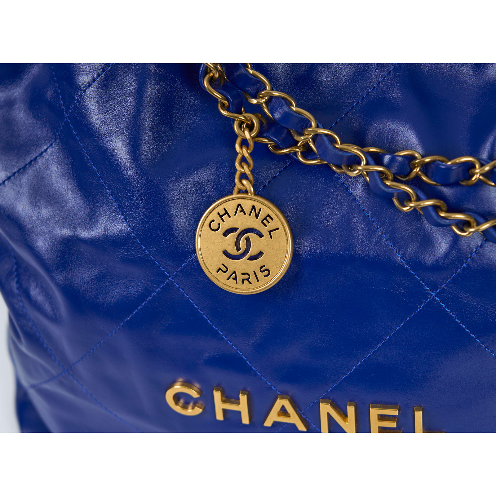 香奈兒 CHANEL 22 小型 束口包 AS3260 晶片款 閃電藍22包 小號 防塵袋 /購買證明正本