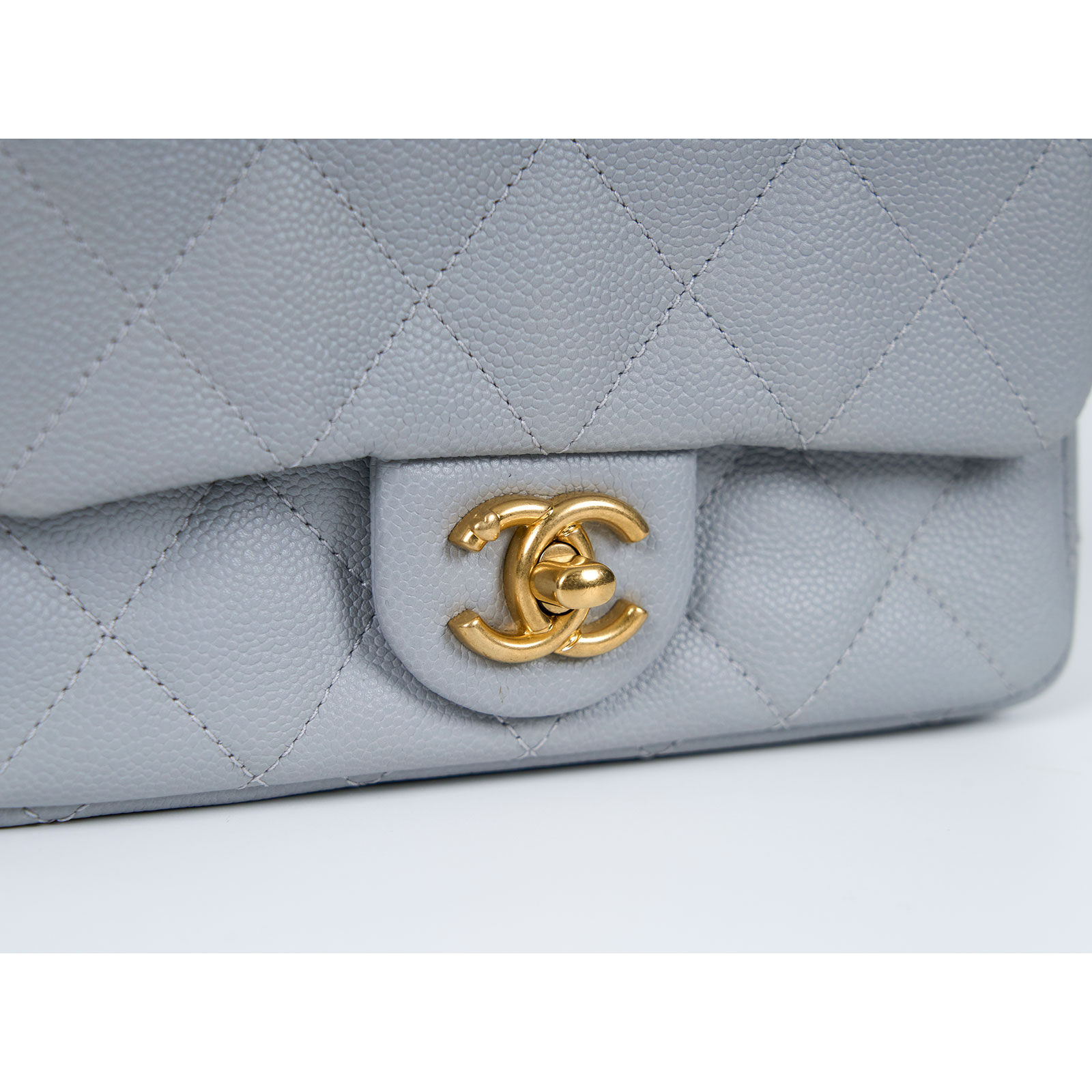 香奈兒 CHANEL Mini Coco 菱格紋 愛心金球 方胖 AS3828 晶片款 灰愛心季節款方胖 防塵袋/購買證明正本