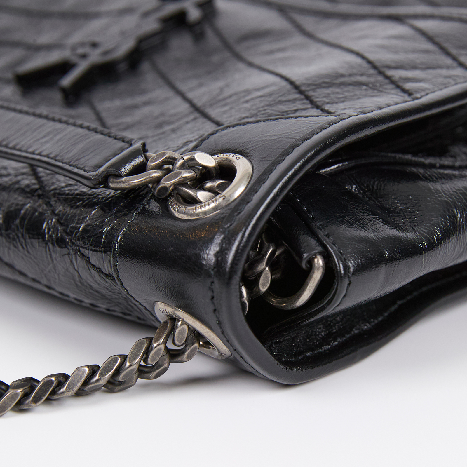聖羅蘭 YSL SAINT LAURENT Niki 復古皮革 中型手袋 6331580EN04 黑NIKI中號 防塵袋/購買證明正本