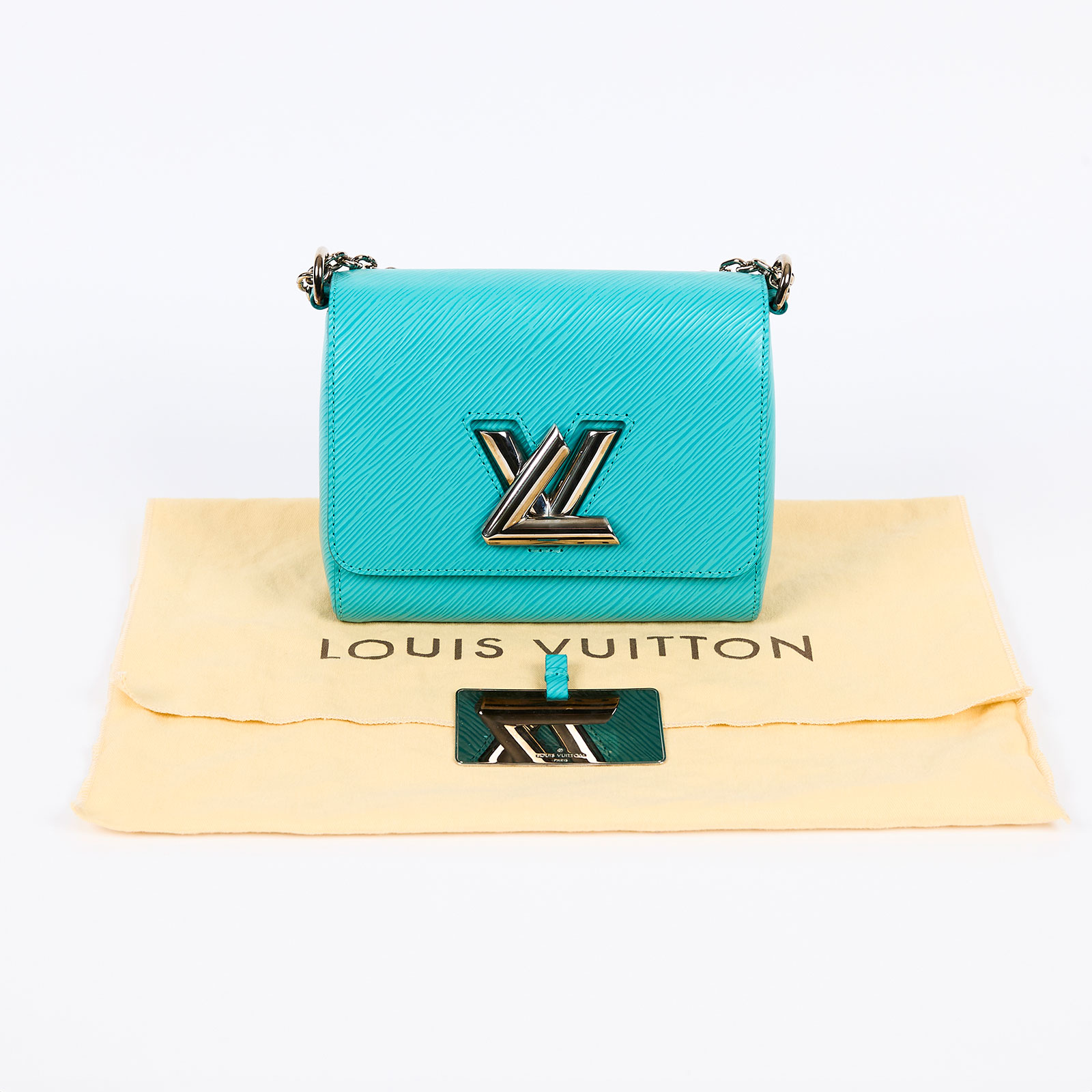 路易威登 LOUIS VUITTON Twist PM Epi粒面皮革 單肩包 粉紅色  綠松石色 TWIST PM 防塵袋/鏡子