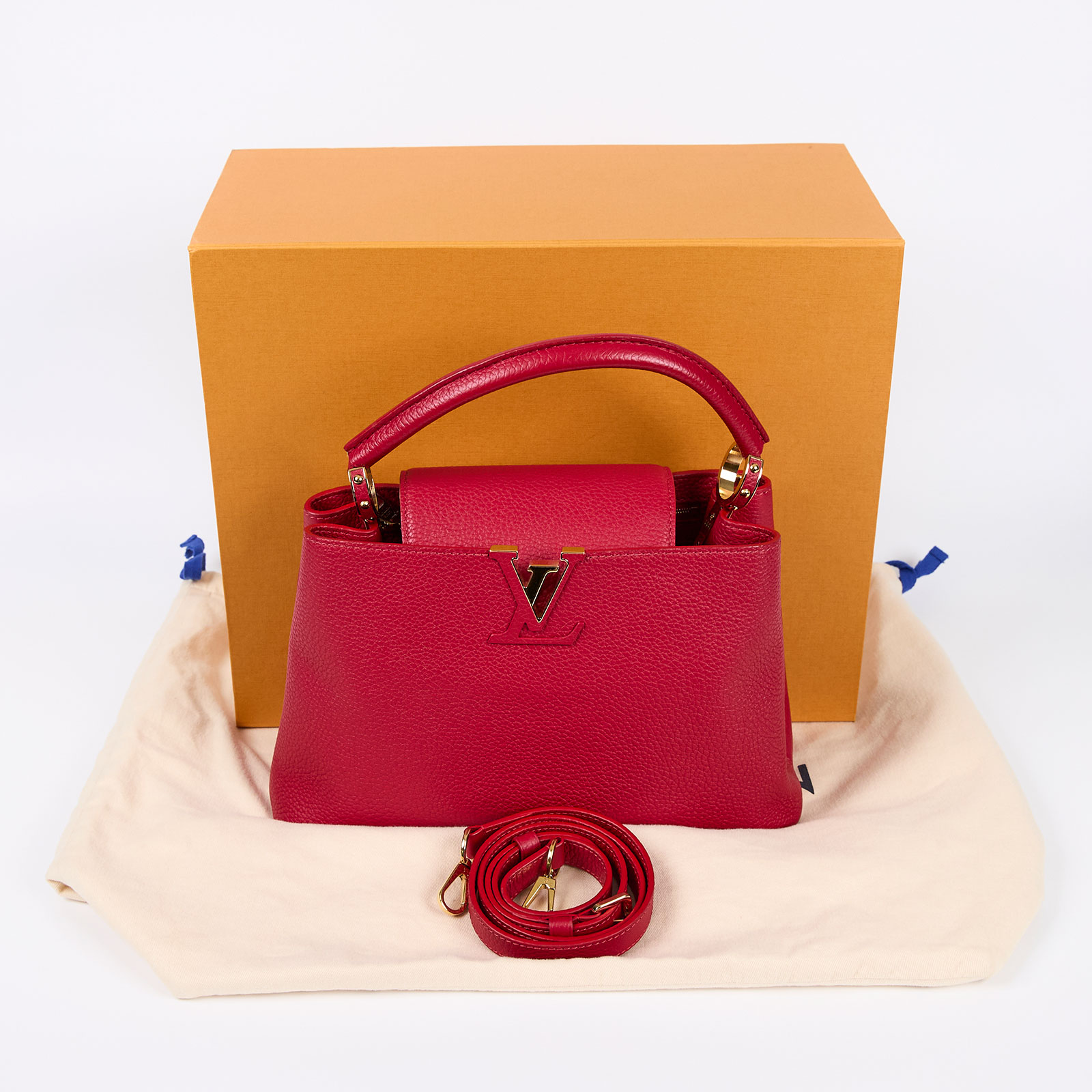 路易威登 LOUIS VUITTON Capucines PM 手提包 M42237 紅CAPUCINES MM 原廠盒子/防塵袋/背帶