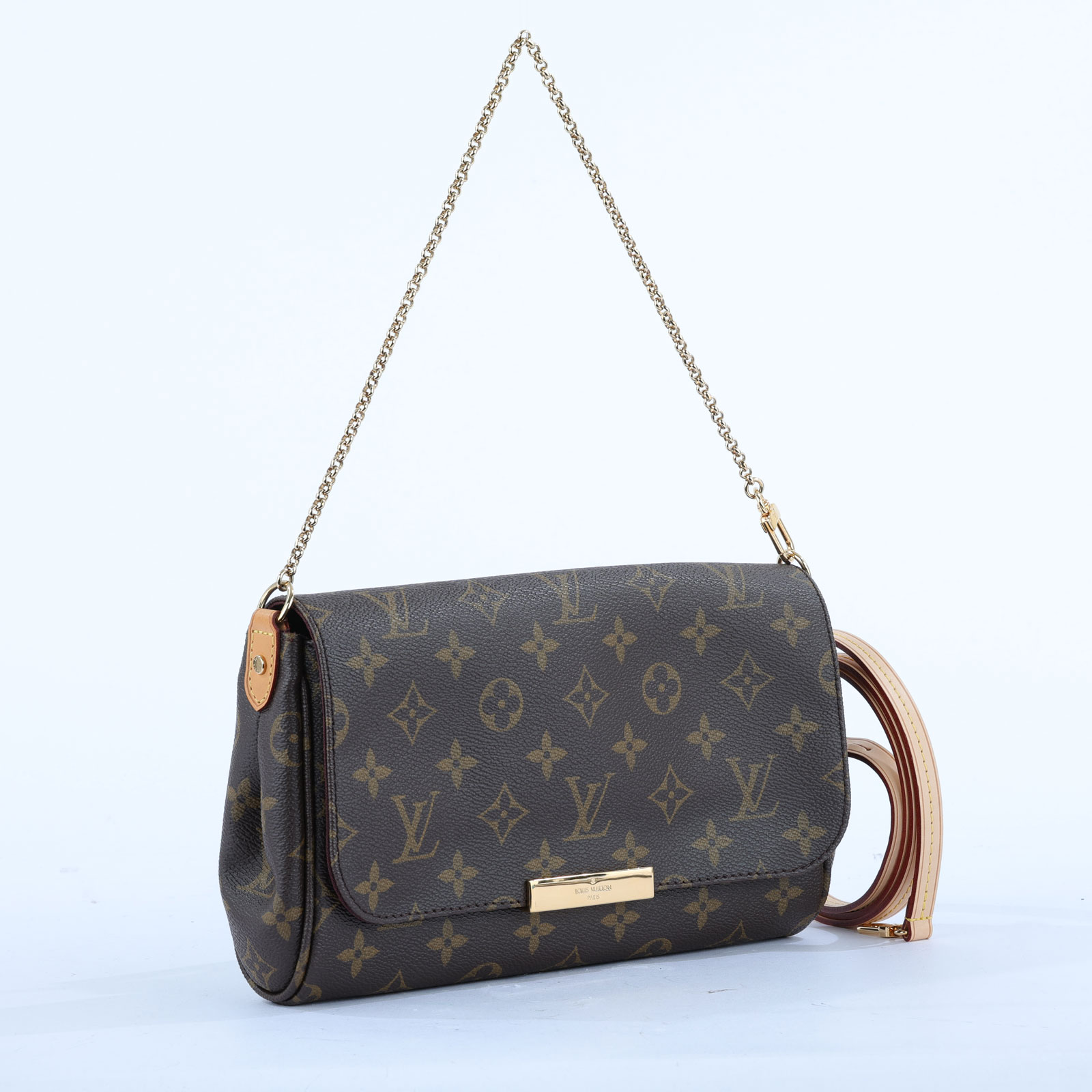 路易威登 LOUIS VUITTON Favorite MM 經典帆布 鍊條肩背包 M40718 Favorite MM原花鍊條肩背包 防塵袋/背帶