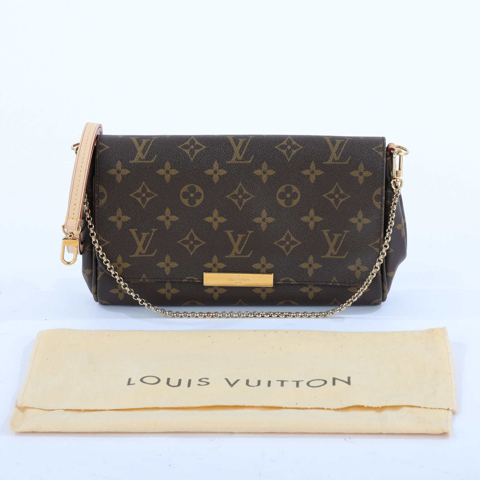 路易威登 LOUIS VUITTON Favorite MM 經典帆布 鍊條肩背包 M40718 Favorite MM原花鍊條肩背包 防塵袋/背帶