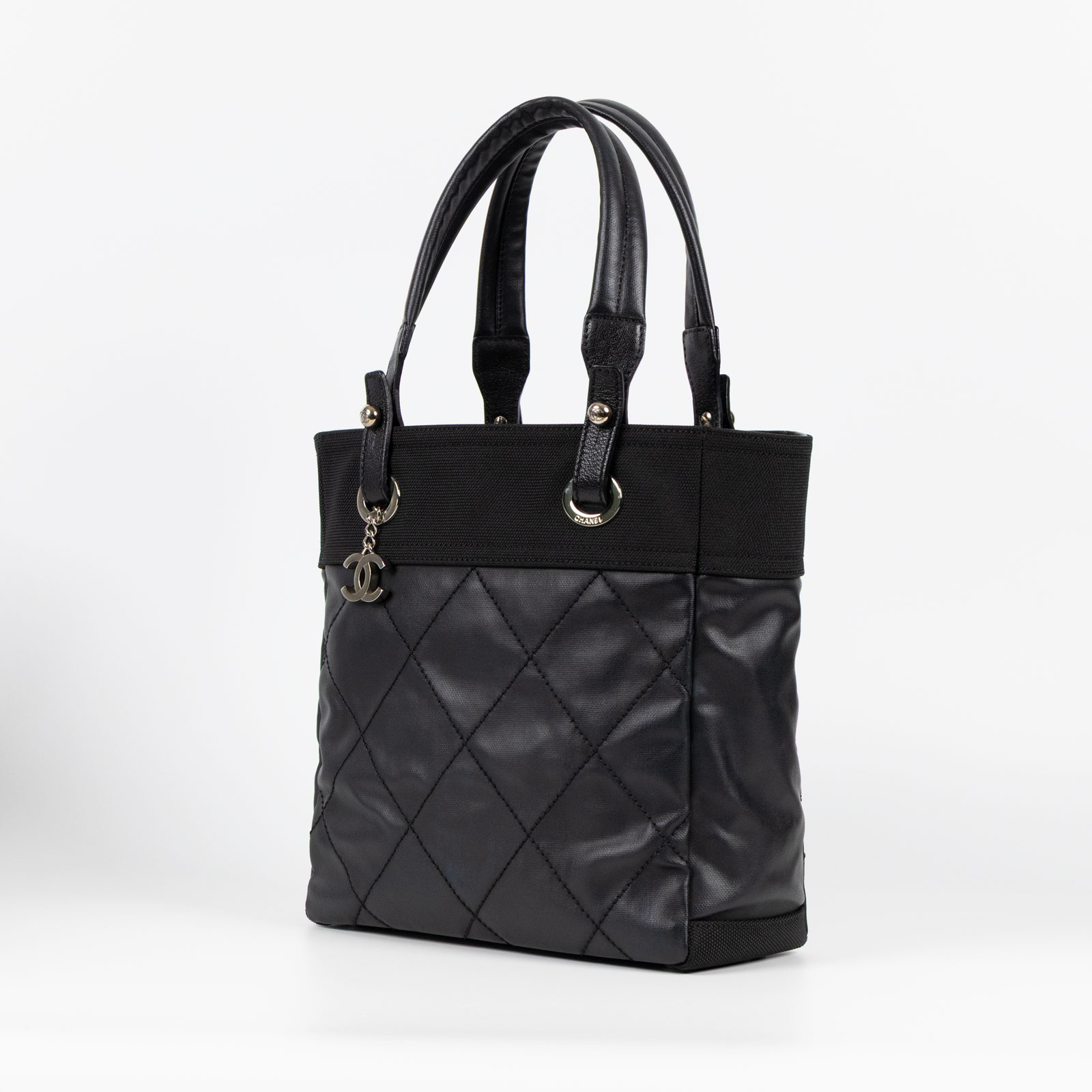 香奈兒 CHANEL Paris Biarritz PM 塗層帆布 托特包 A34208 14開黑Biarritz PM 防塵袋