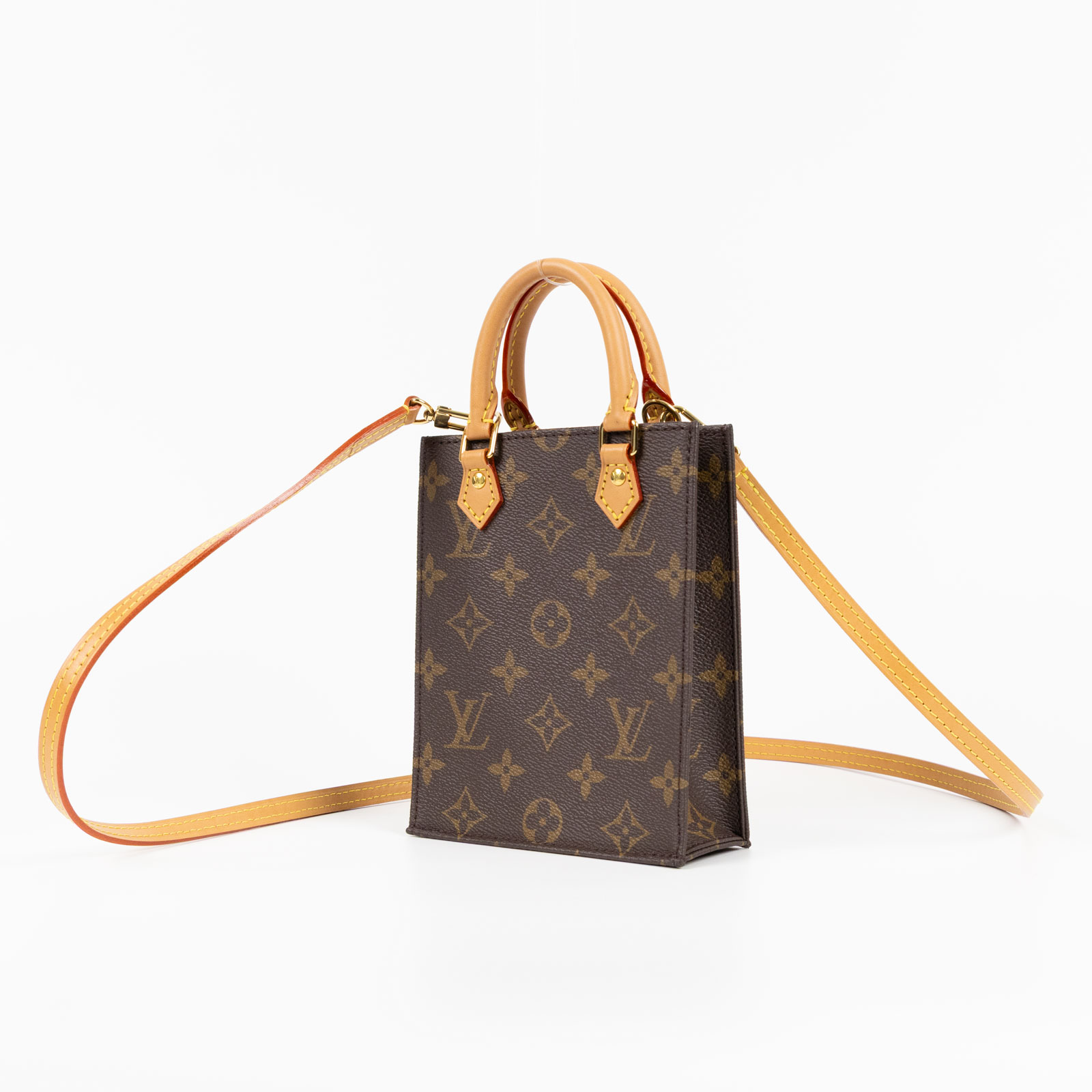 路易威登 LOUIS VUITTON Petit Sac Plat 經典帆布 斜背包 M69442 晶片款  原廠盒子/防塵袋/背帶/購買證明正本/台灣發票