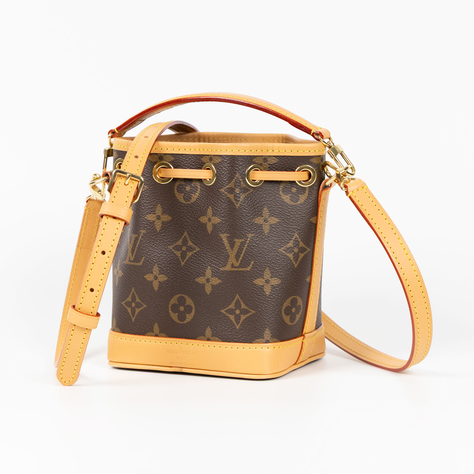 路易威登 LOUIS VUITTON Nano Noé 原花 束口水桶包 M81266 晶片款 原花NANO NOE水桶包 原廠盒子/防塵袋/購買證明正本