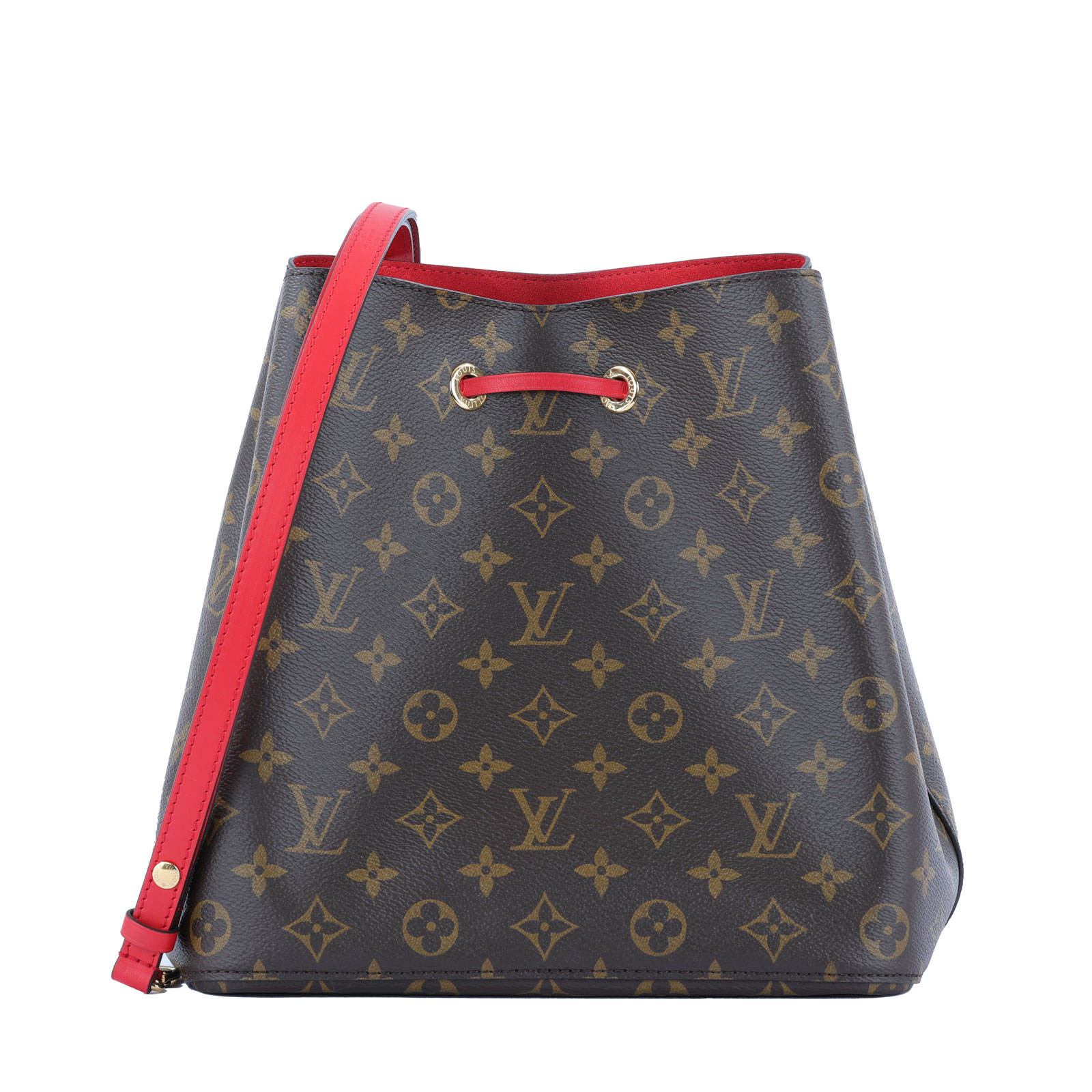 路易威登 LOUIS VUITTON NéoNoé MM 經典帆布 肩背 水桶包 紅色 M44021 晶片款 原花紅NEONOE水桶包 背帶/防塵袋/原廠盒子