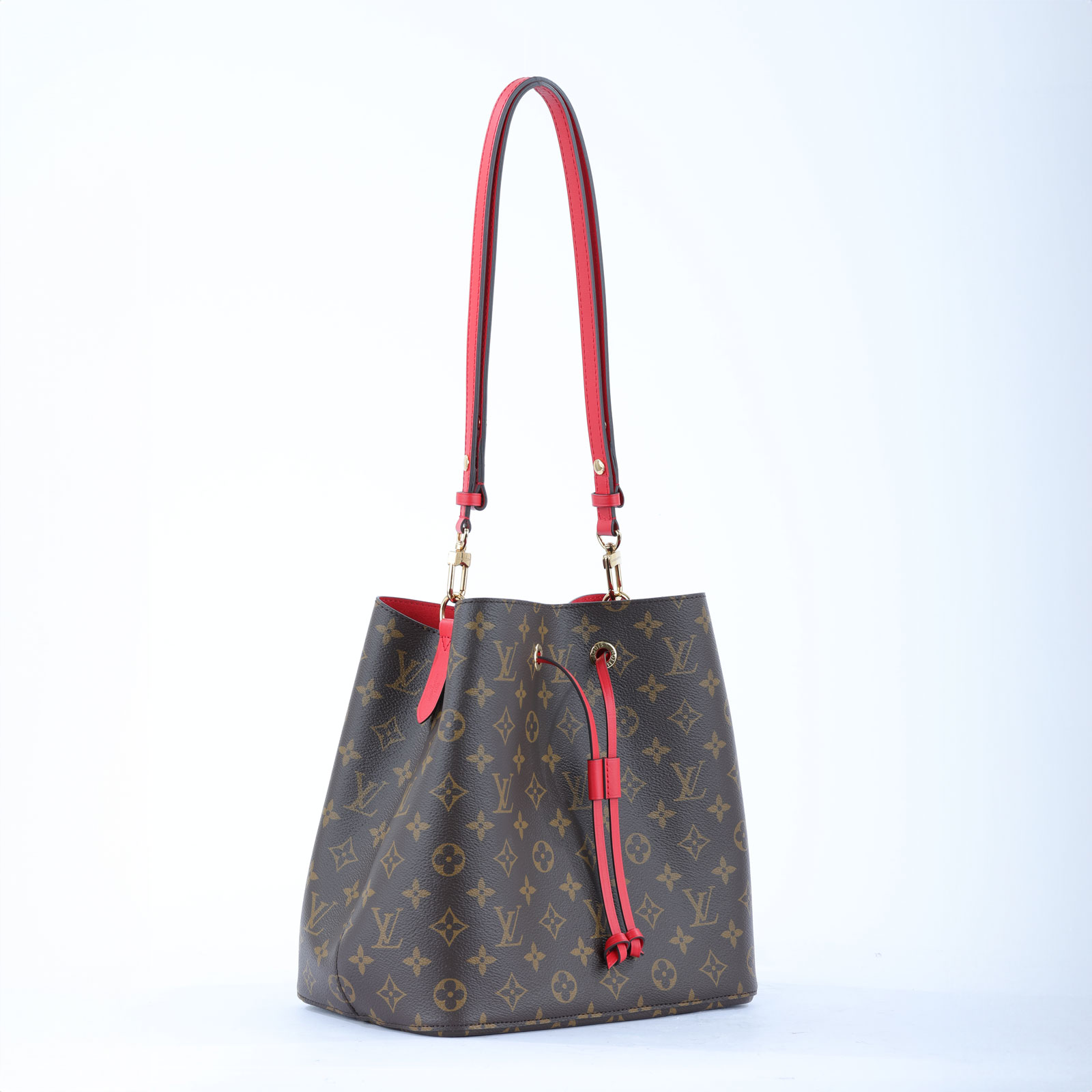 路易威登 LOUIS VUITTON NéoNoé MM 經典帆布 肩背 水桶包 紅色 M44021 晶片款 原花紅NEONOE水桶包 背帶/防塵袋/原廠盒子