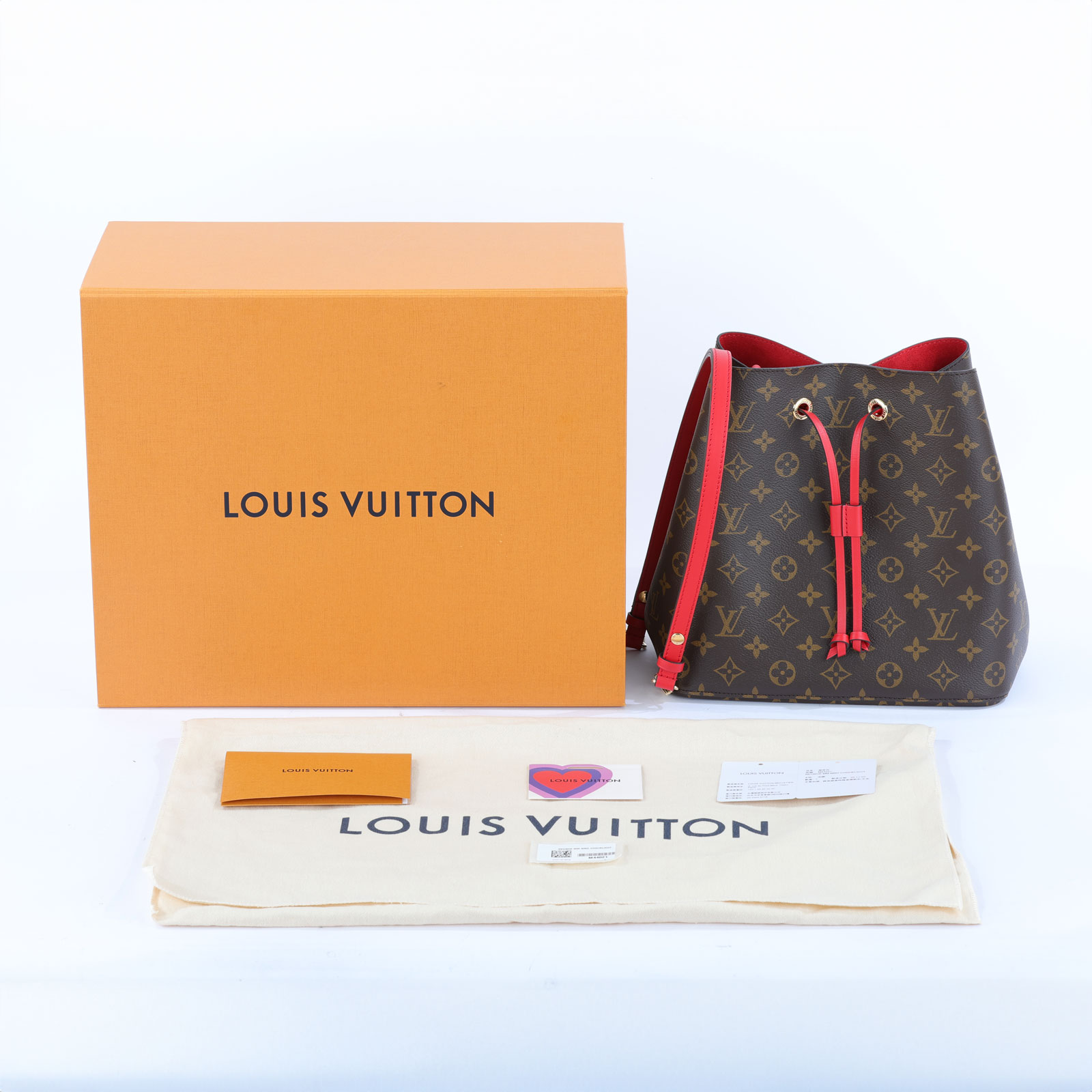 路易威登 LOUIS VUITTON NéoNoé MM 經典帆布 肩背 水桶包 紅色 M44021 晶片款 原花紅NEONOE水桶包 背帶/防塵袋/原廠盒子