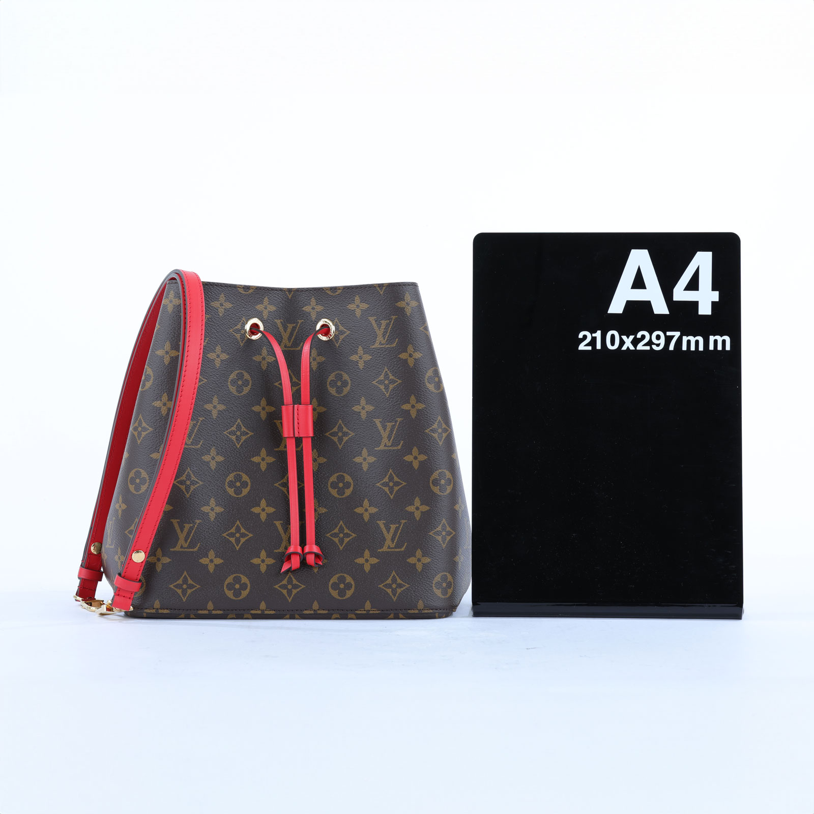 路易威登 LOUIS VUITTON NéoNoé MM 經典帆布 肩背 水桶包 紅色 M44021 晶片款 原花紅NEONOE水桶包 背帶/防塵袋/原廠盒子