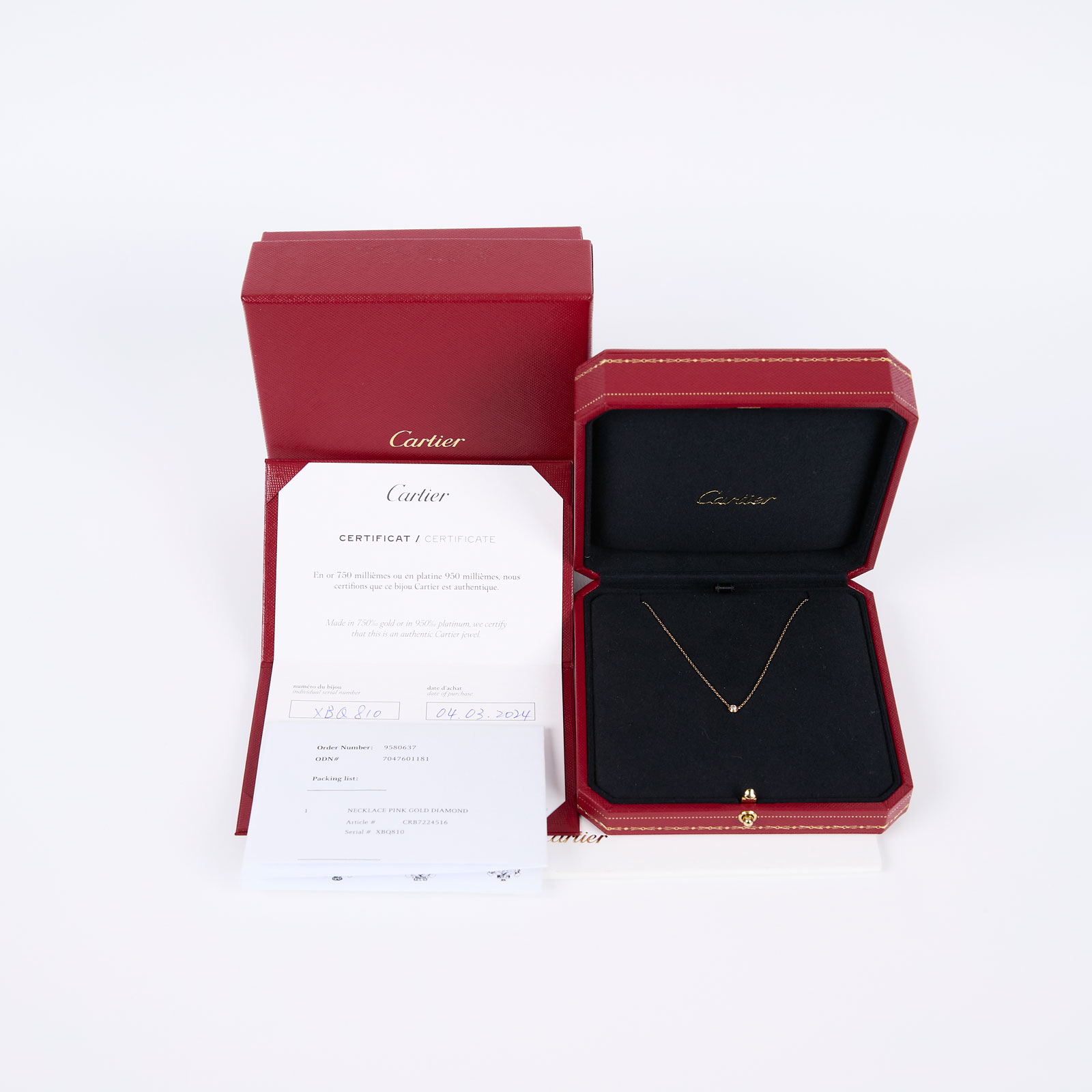 卡地亞 CARTIER dAmour 吊墜 圓形明亮式切割鑽石 迷你款 B7224516 18K RG單鑽項鍊 原廠盒子/保證卡/購買證明正本
