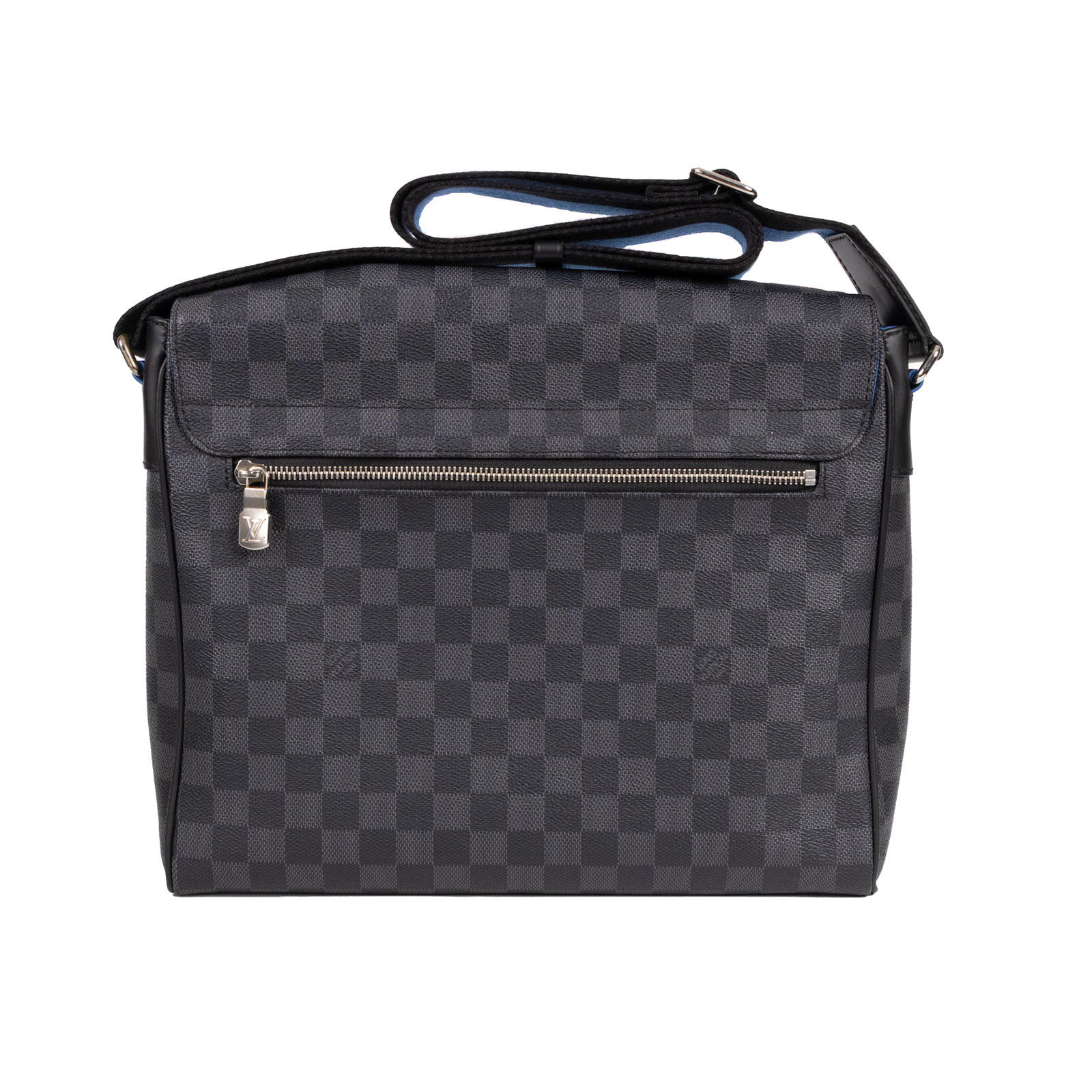 路易威登 LOUIS VUITTON District MM 肩背包 N42406 黑拼藍DAMIER DISTRICT翻蓋斜背包 MM 無附屬品