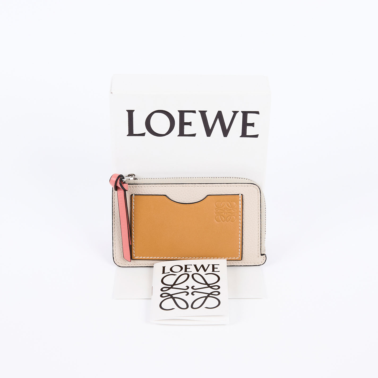 羅意威 LOEWE Coin cardholder 零錢 卡夾 C660Z40X07 焦糖拚沙色拉鍊卡夾 原廠盒子