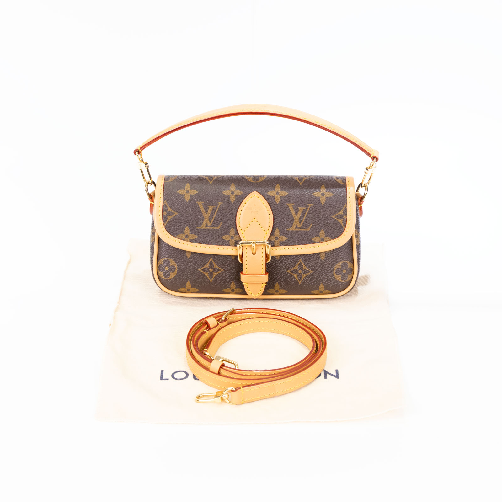 路易威登 LOUIS VUITTON Nano Diane 腋下包法棍 單肩背包 經典帆布 M83298 晶片款 原花NANO DIANE 防塵袋/背帶