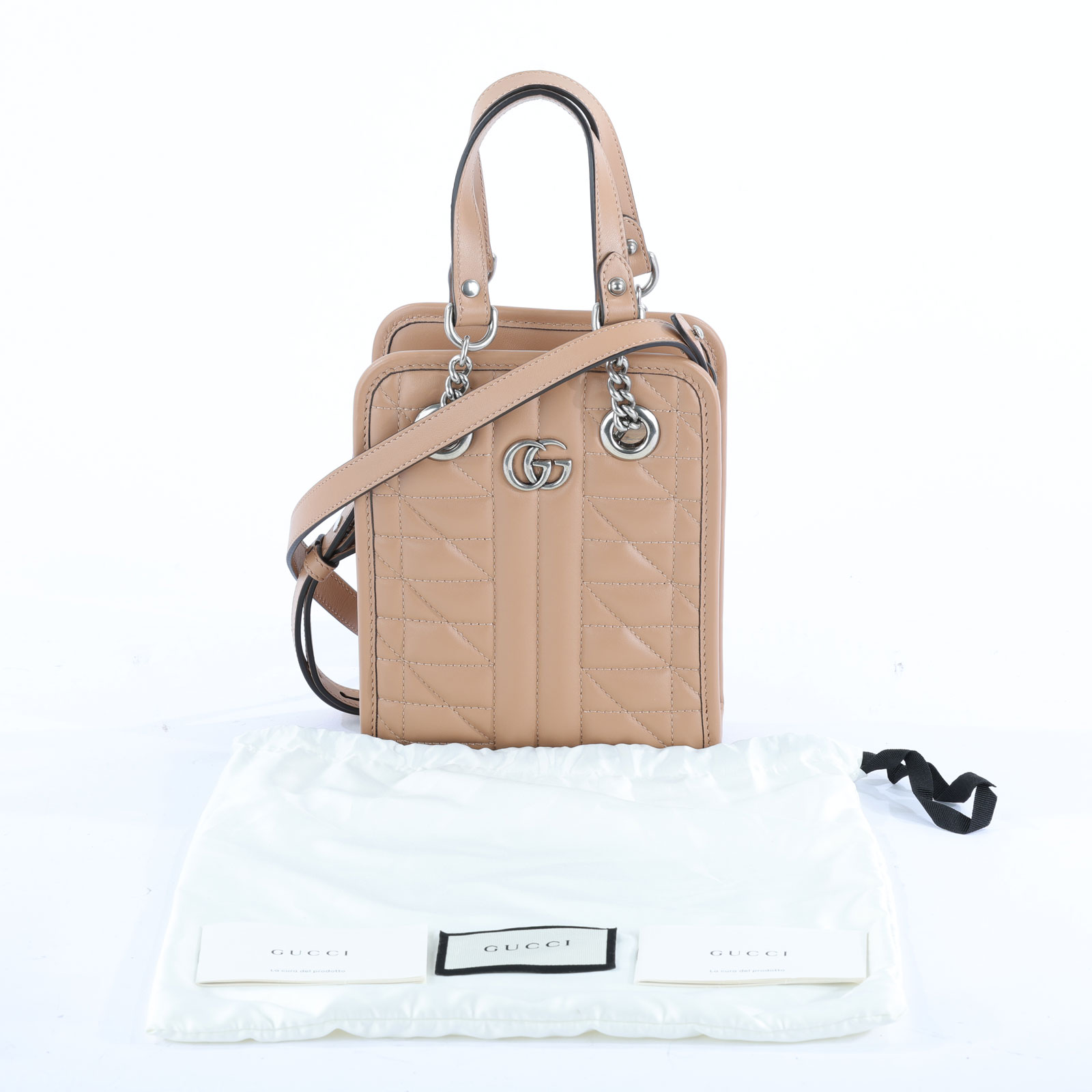古馳 GUCCI GG Marmont 斜背包 小方包 696123 粉膚GG MARMONT 2WAY 防塵袋