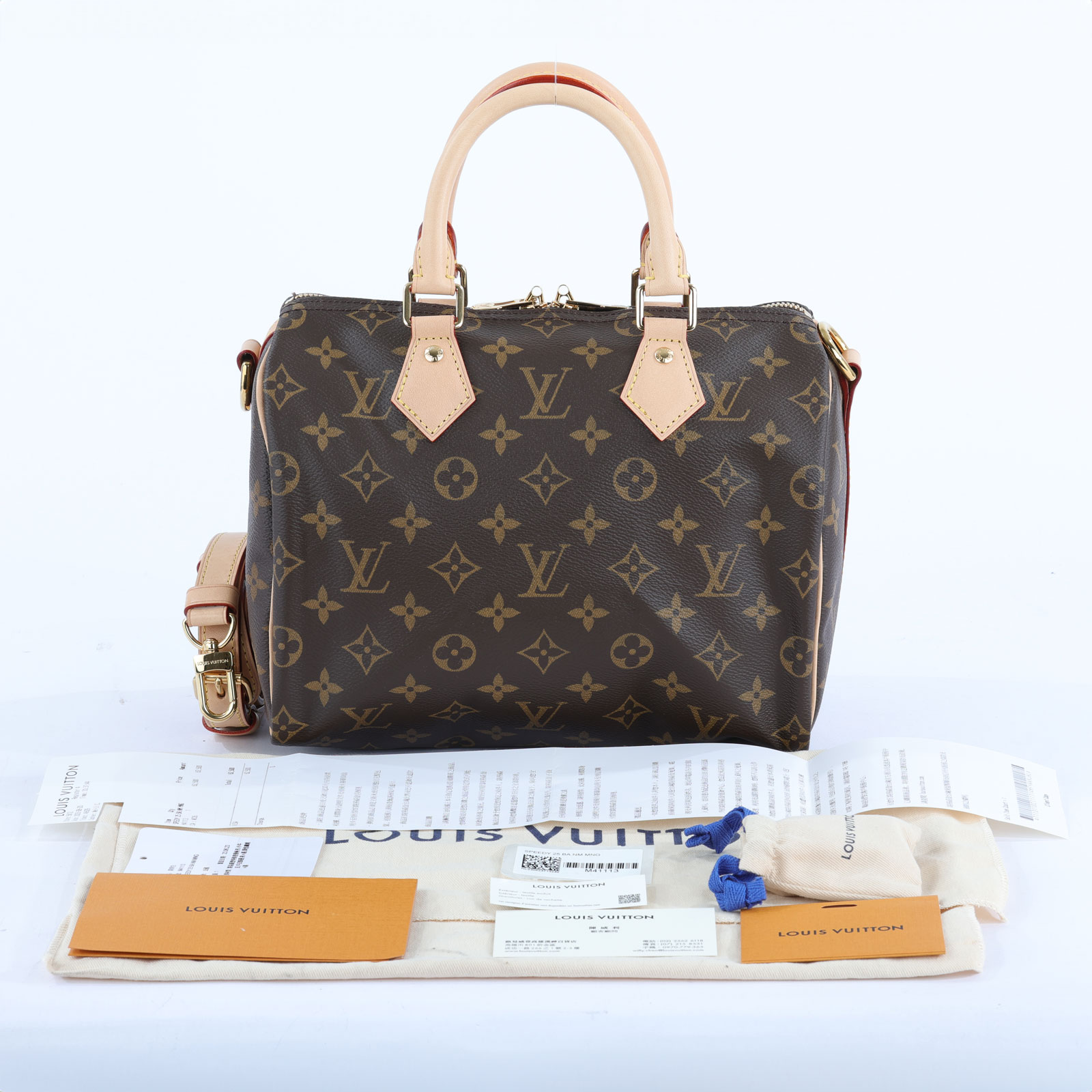 路易威登 LOUIS VUITTON Speedy Bandoulière  25 經典帆布 手提 斜背 波士頓包 M41113 晶片款  防塵袋/鎖組/購買證明正本
